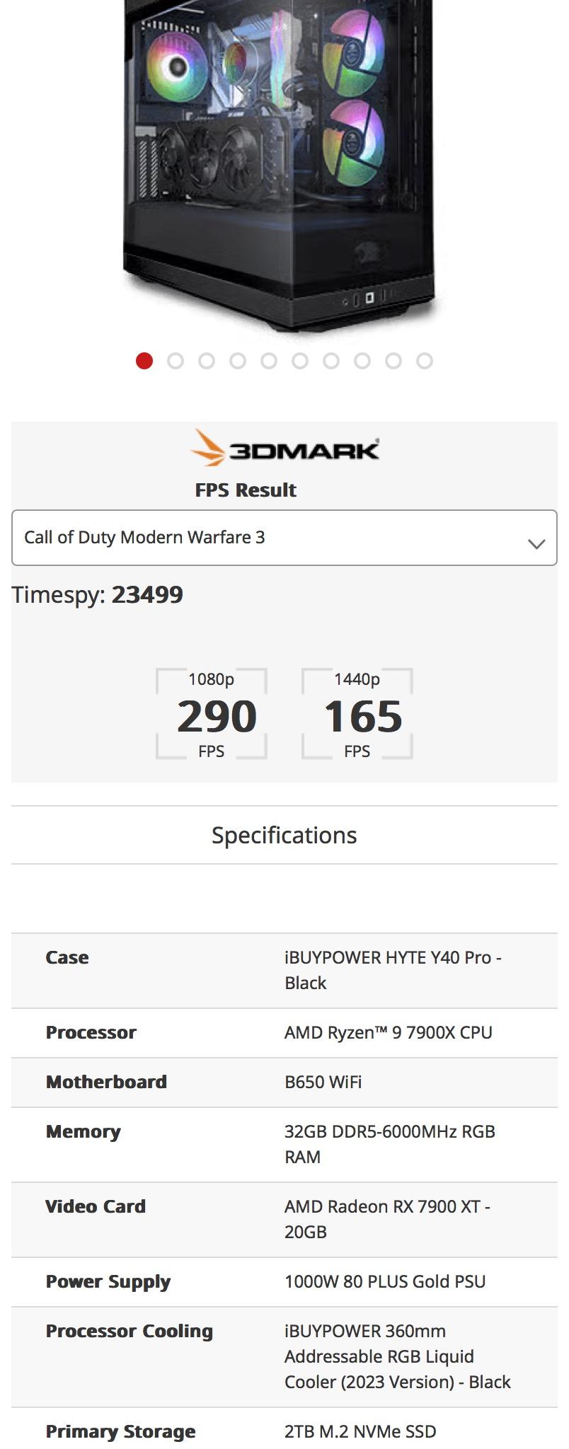 iBuyPower prebuilt Amd 7900xt 32 gb Ram PC