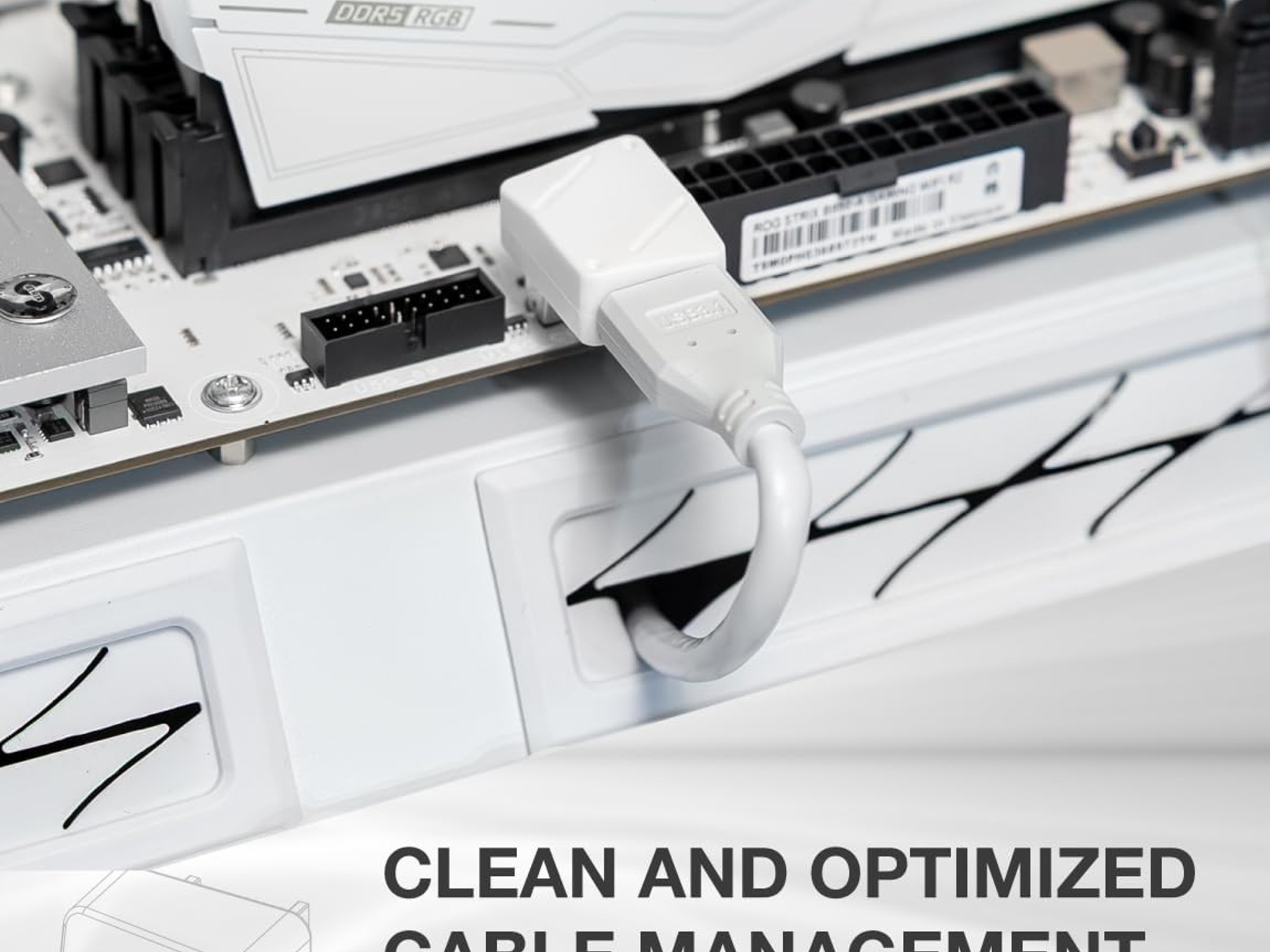 EZDIY-FAB USB 3.2 Gen 2 Type-E 90 Degree L-Shape Adapter White STD Motherboard USB-C Header
