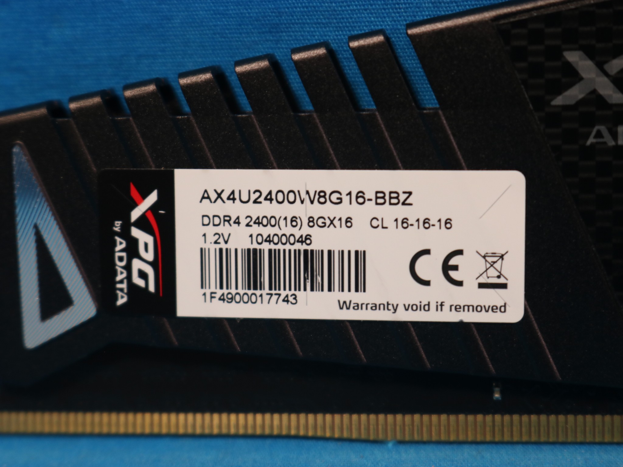 ADATA XPG Z1 16GB (2x8GB) DDR4 2400MHz CL16 1.2V Desktop RAM AX4U2400W8G16-BBZ