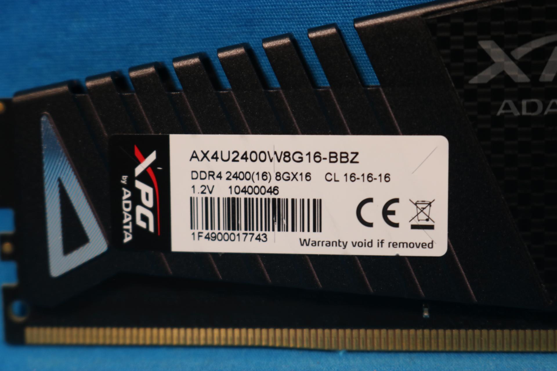 ADATA XPG Z1 16GB (2x8GB) DDR4 2400MHz CL16 1.2V Desktop RAM AX4U2400W8G16-BBZ