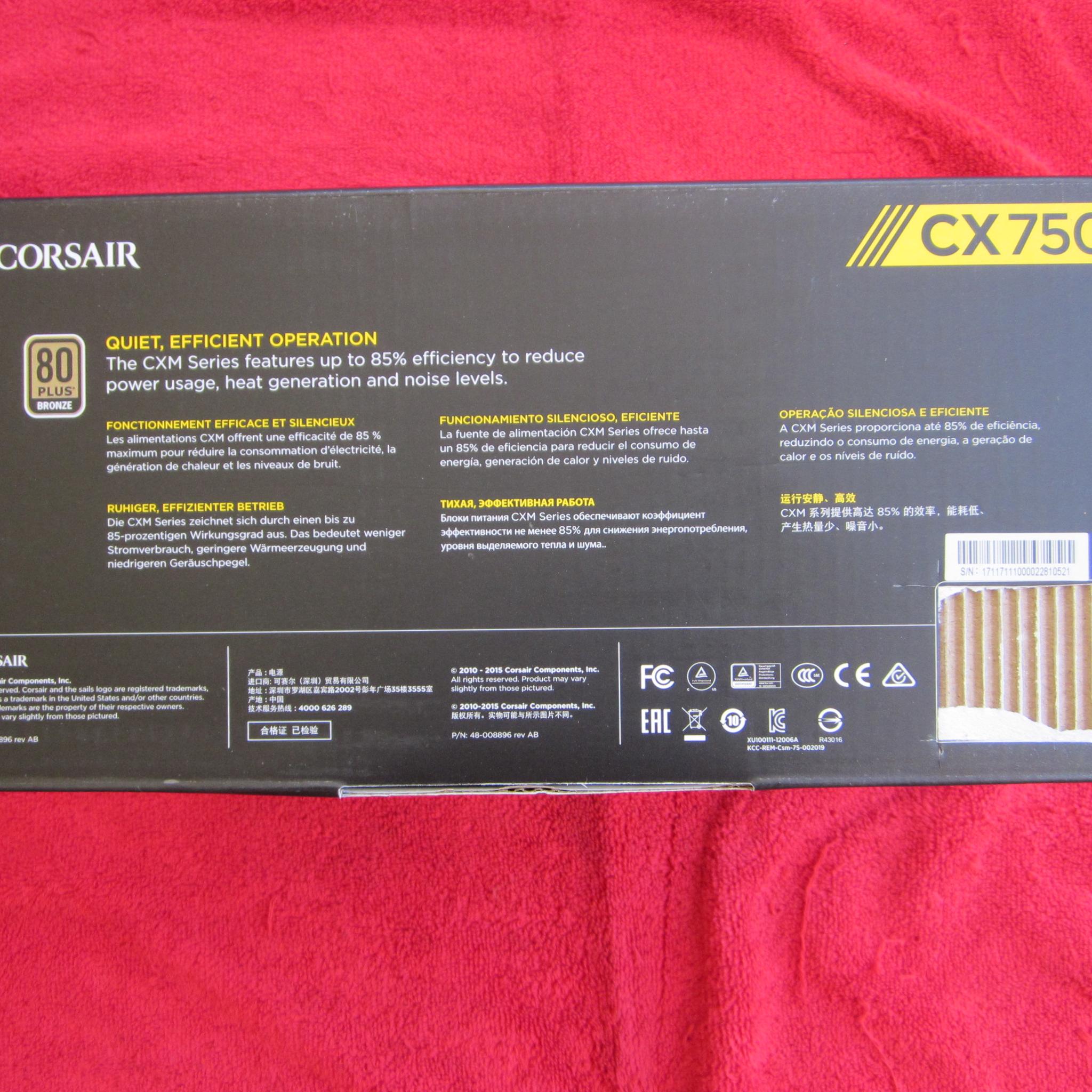 NEW! CORSAIR CX750M  80 PLUS BRONZE Semi-modular 750W Power Supply