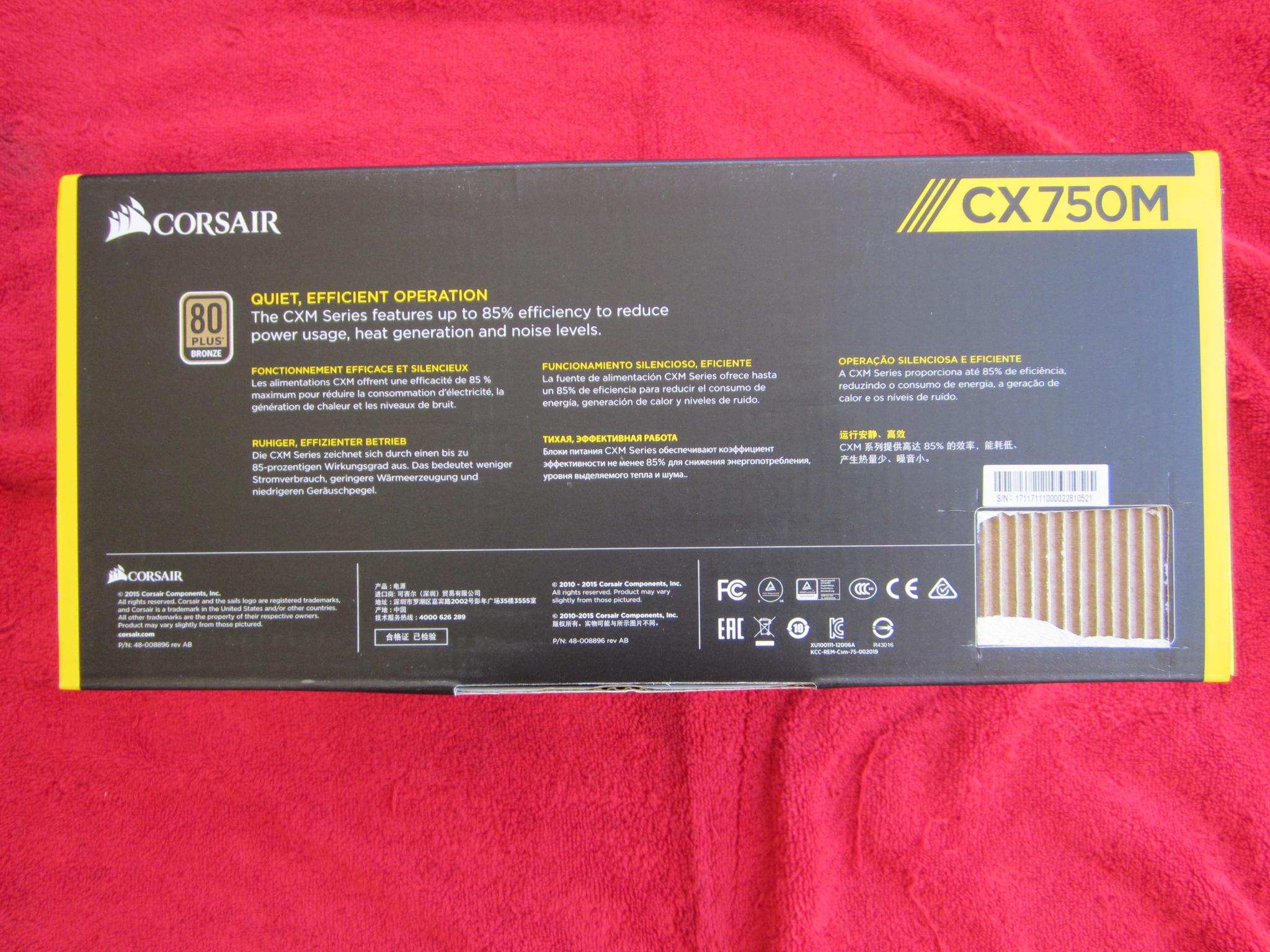 NEW! CORSAIR CX750M  80 PLUS BRONZE Semi-modular 750W Power Supply