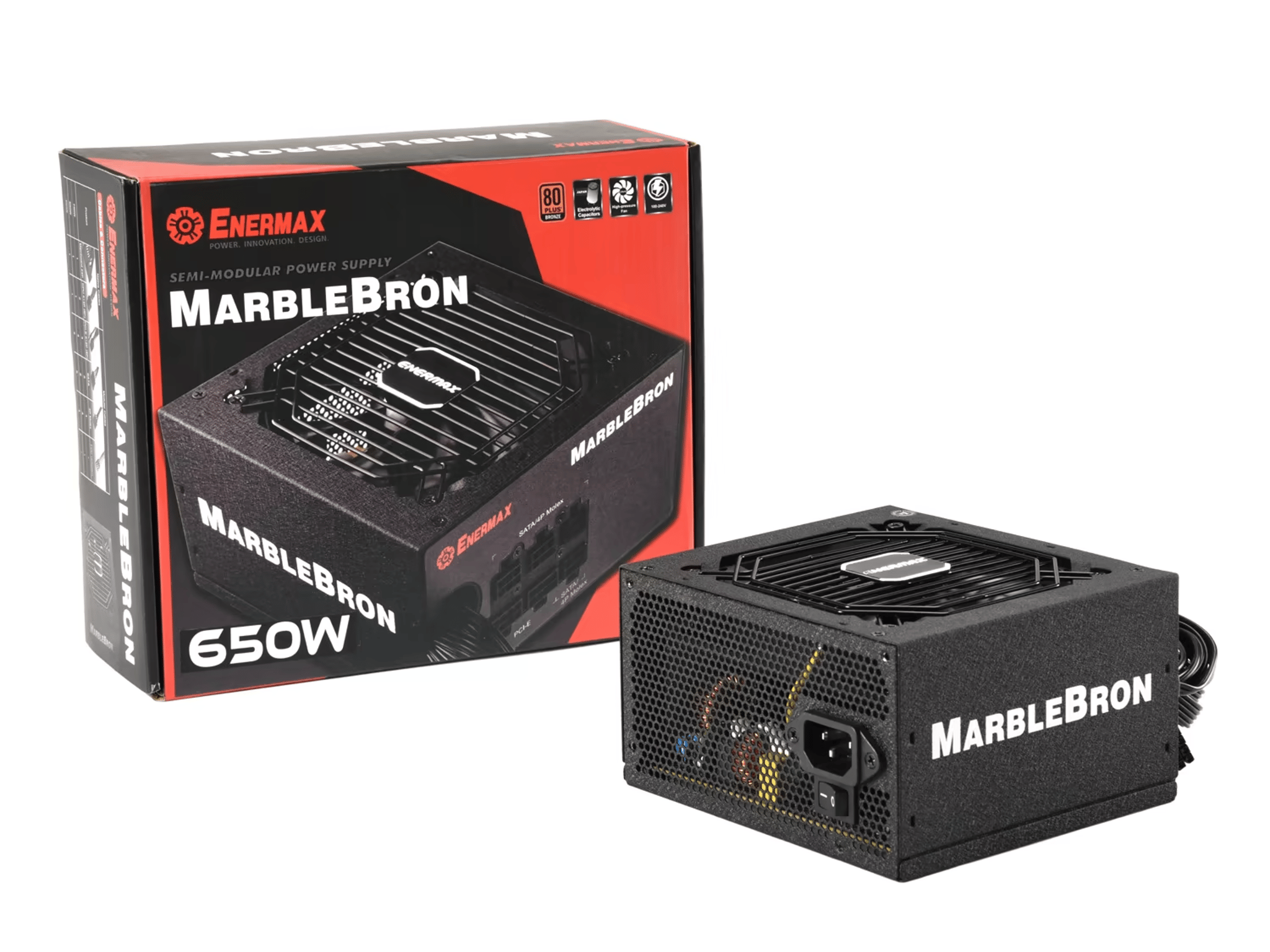 Enermax MarbleBron 650W 80 PLUS BRONZE Certified, Semi-Modular Active PFC Power Supply
