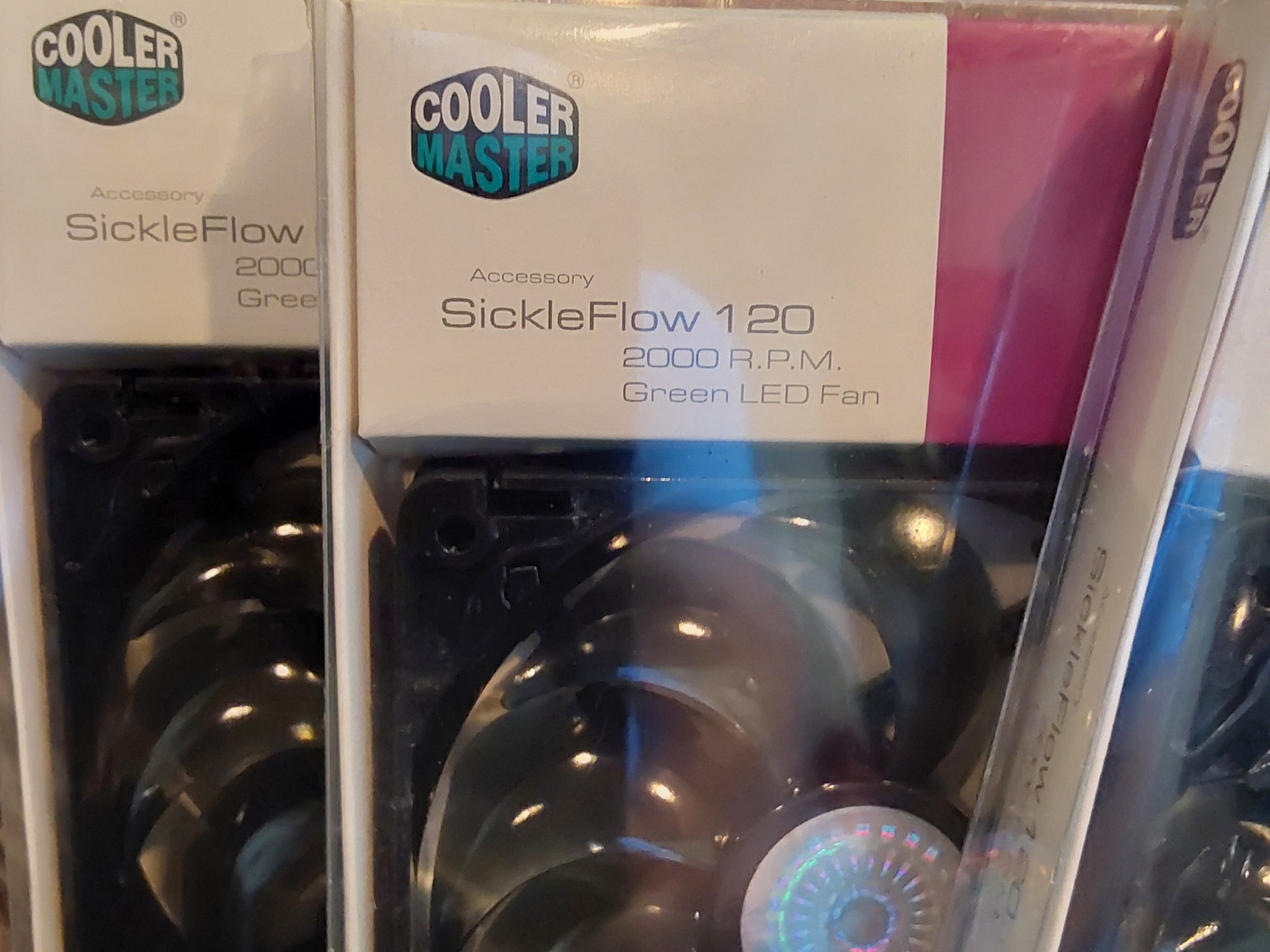NEW COOLER MASTER “SickleFlow” 120mm (GREEN LED) Computer Case Fans (SET OF 3)