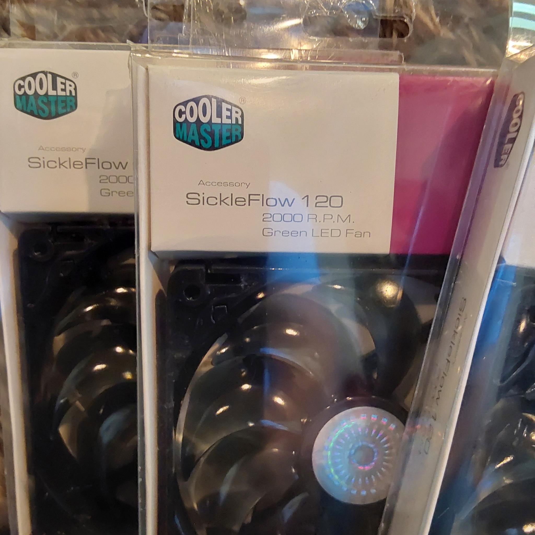 NEW COOLER MASTER “SickleFlow” 120mm (GREEN LED) Computer Case Fans (SET OF 3)