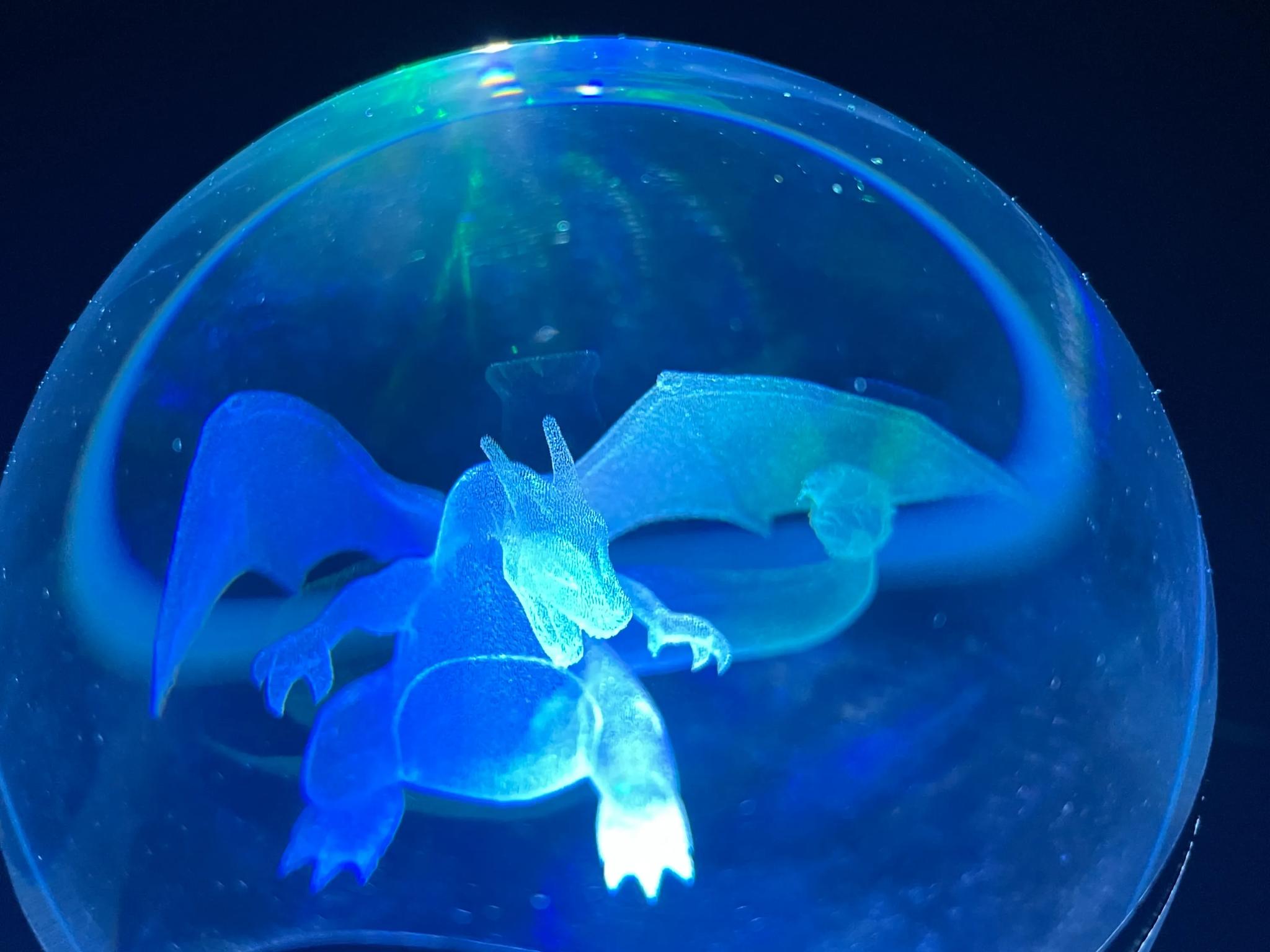 Charizard Large Crystal Ball With Rotating RGB Stand