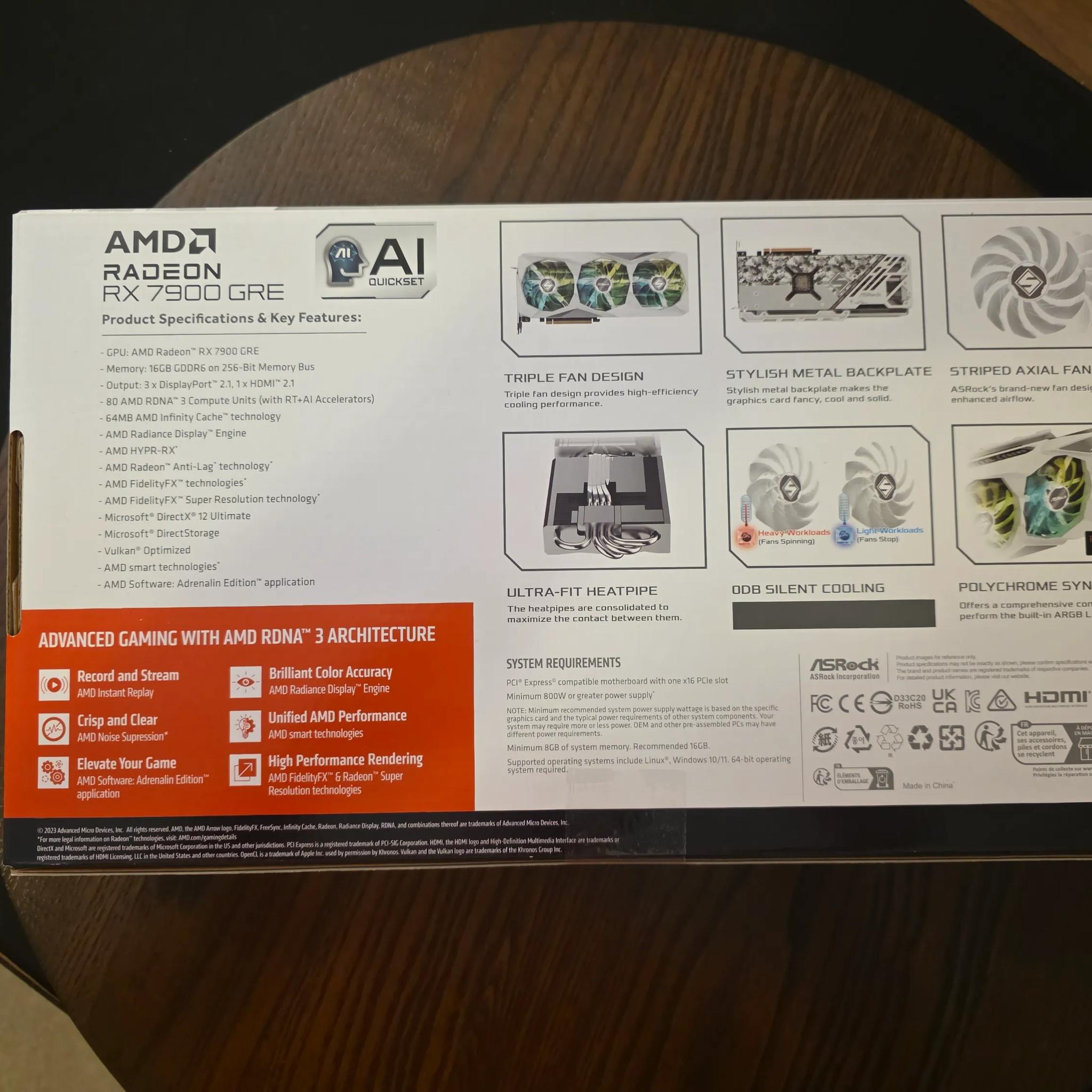 AMD Radeon™ RX 7900 GRE Steel Legend 16GB OC (GPU ONLY GRAPHICS CARD ONLY!!)