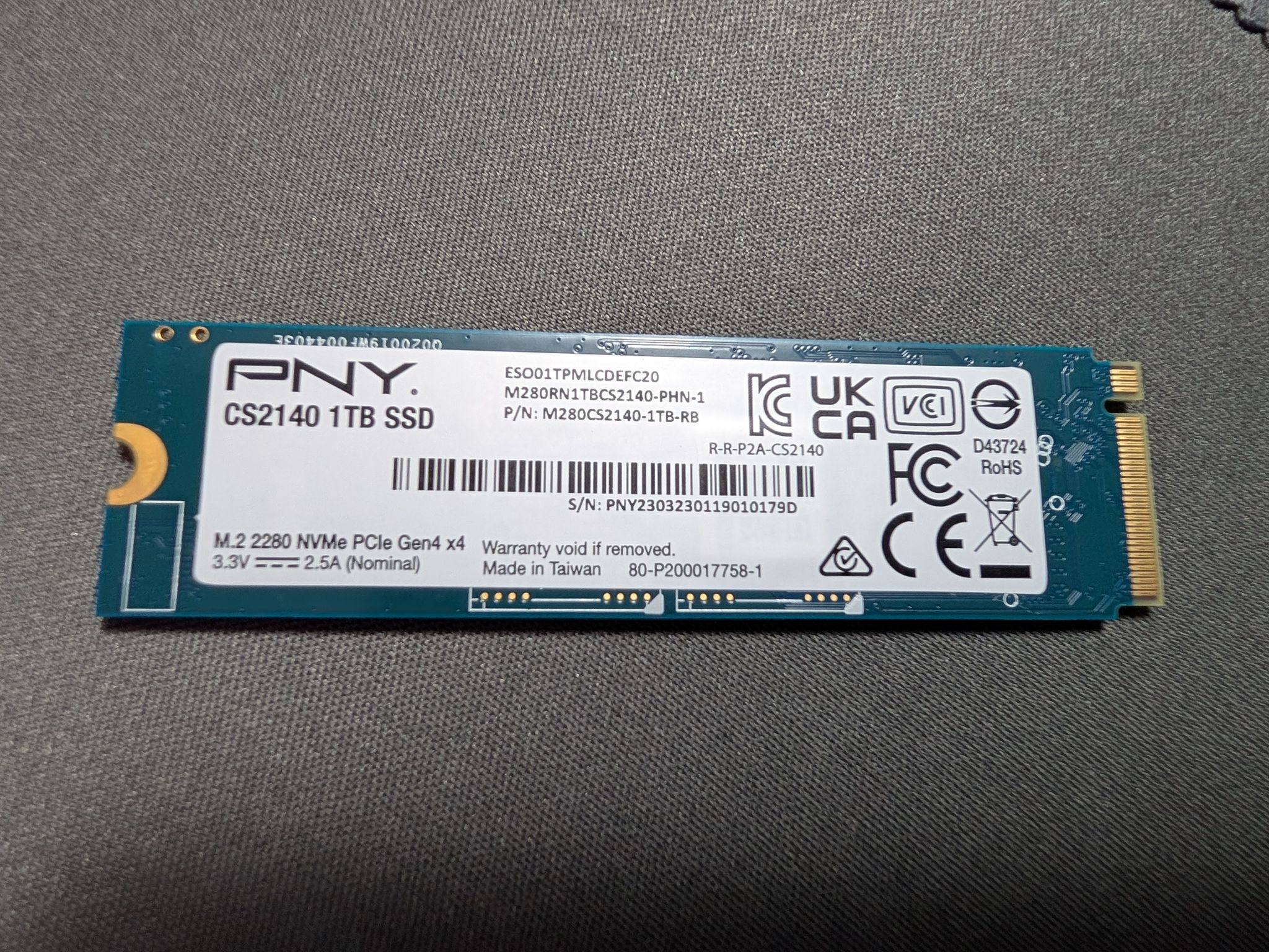 PNY CS2140 1TB M.2 NVMe SSD