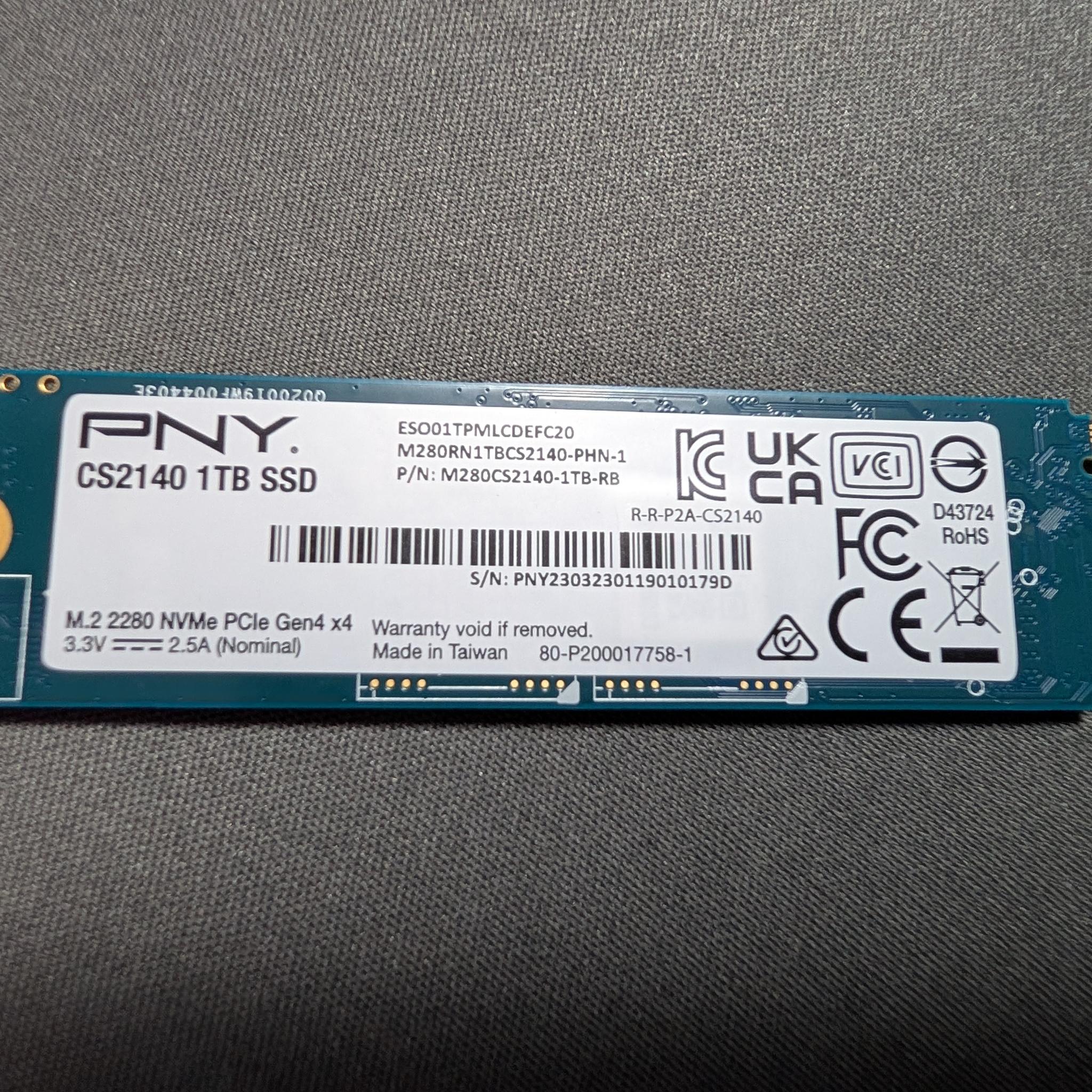 PNY CS2140 1TB M.2 NVMe SSD