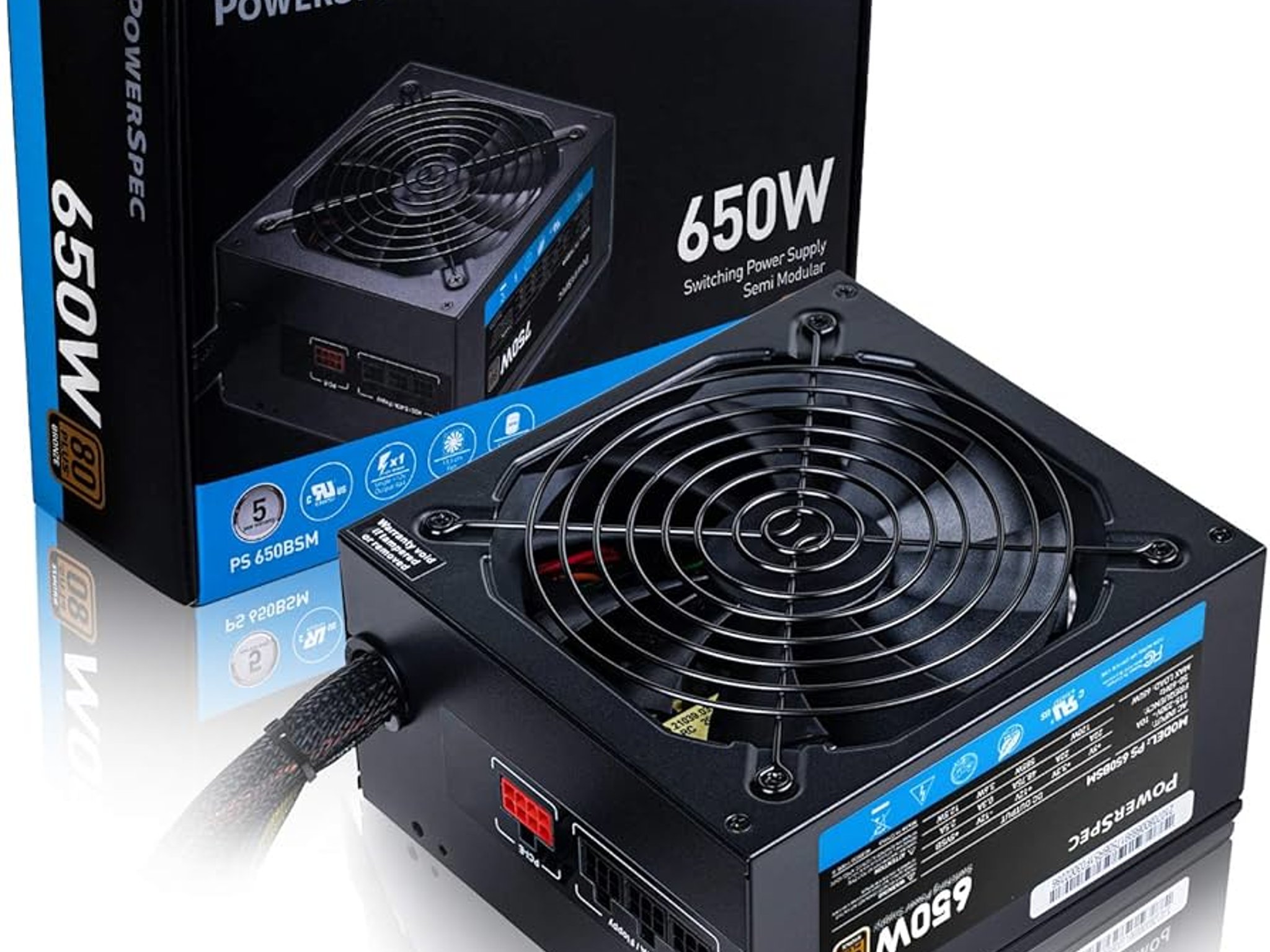 PowerSpec 650 Watt 80 Plus Bronze ATX Semi-Modular Power Supply