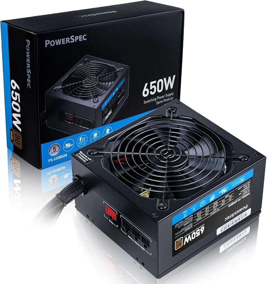 PowerSpec 650 Watt 80 Plus Bronze ATX Semi-Modular Power Supply