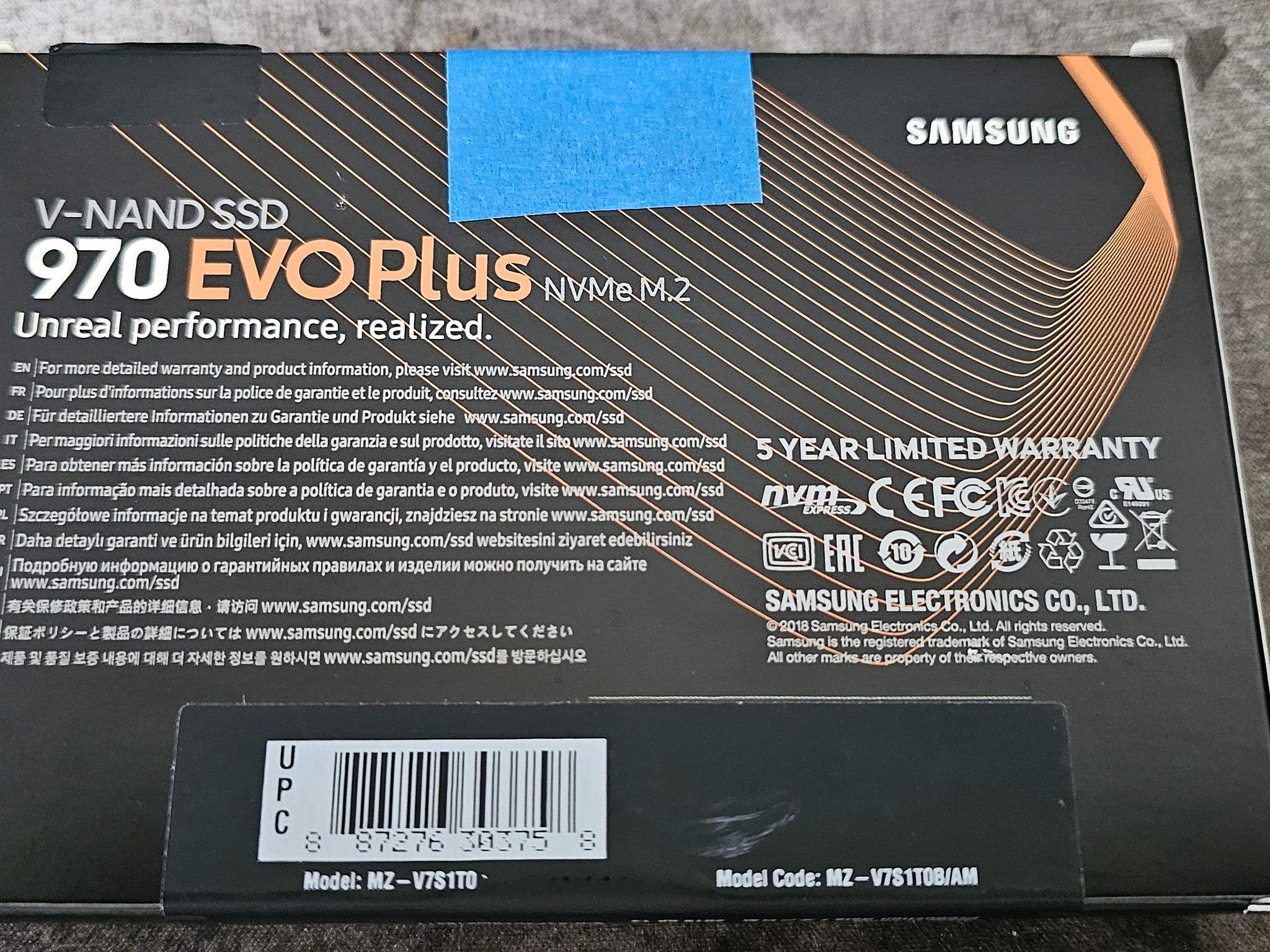 Samsung 970 EVO Plus 1TB PCIE 3.0x4 M.2 2280 NVMe 1.3 SSD