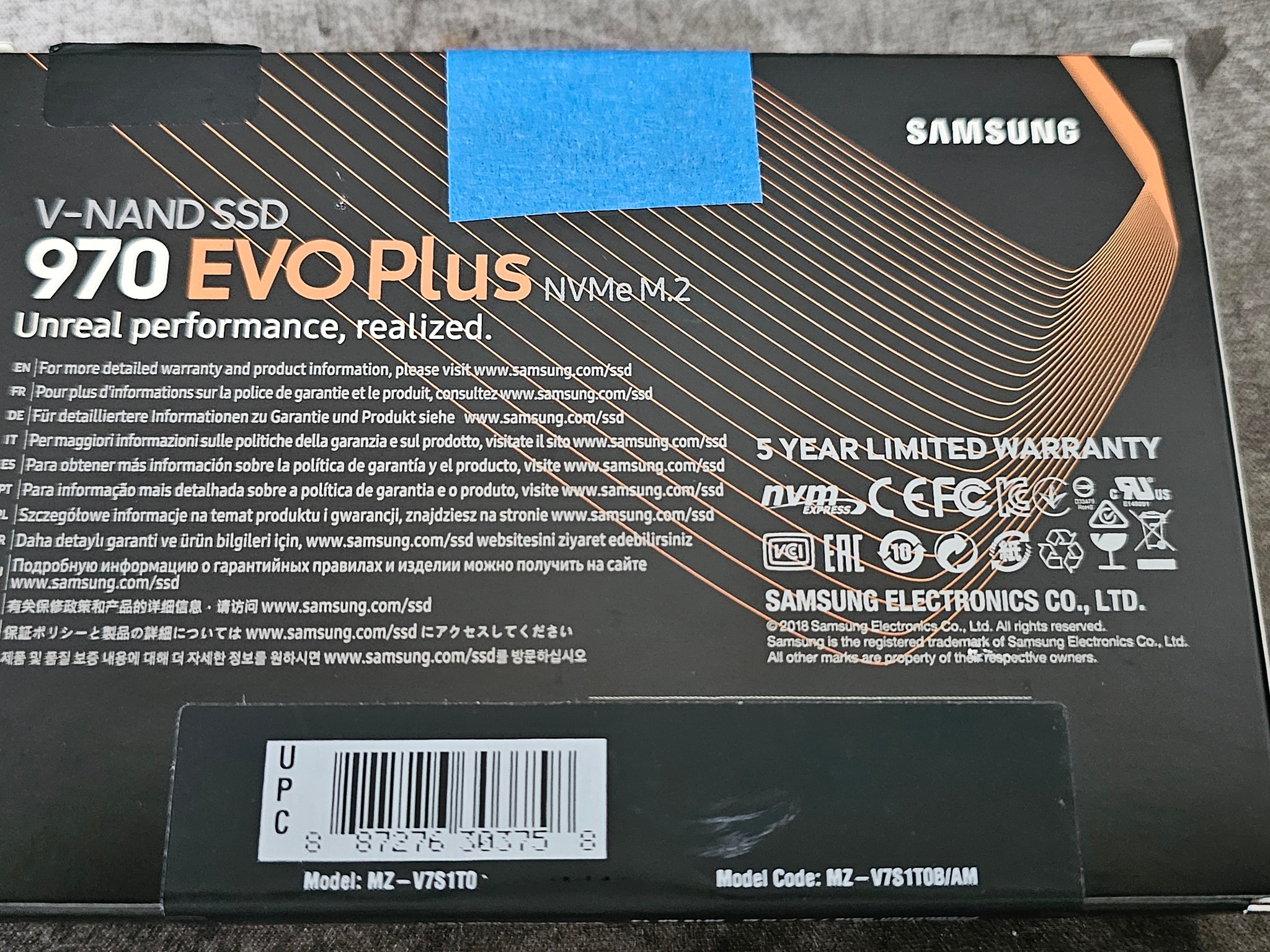 Samsung 970 EVO Plus 1TB PCIE 3.0x4 M.2 2280 NVMe 1.3 SSD