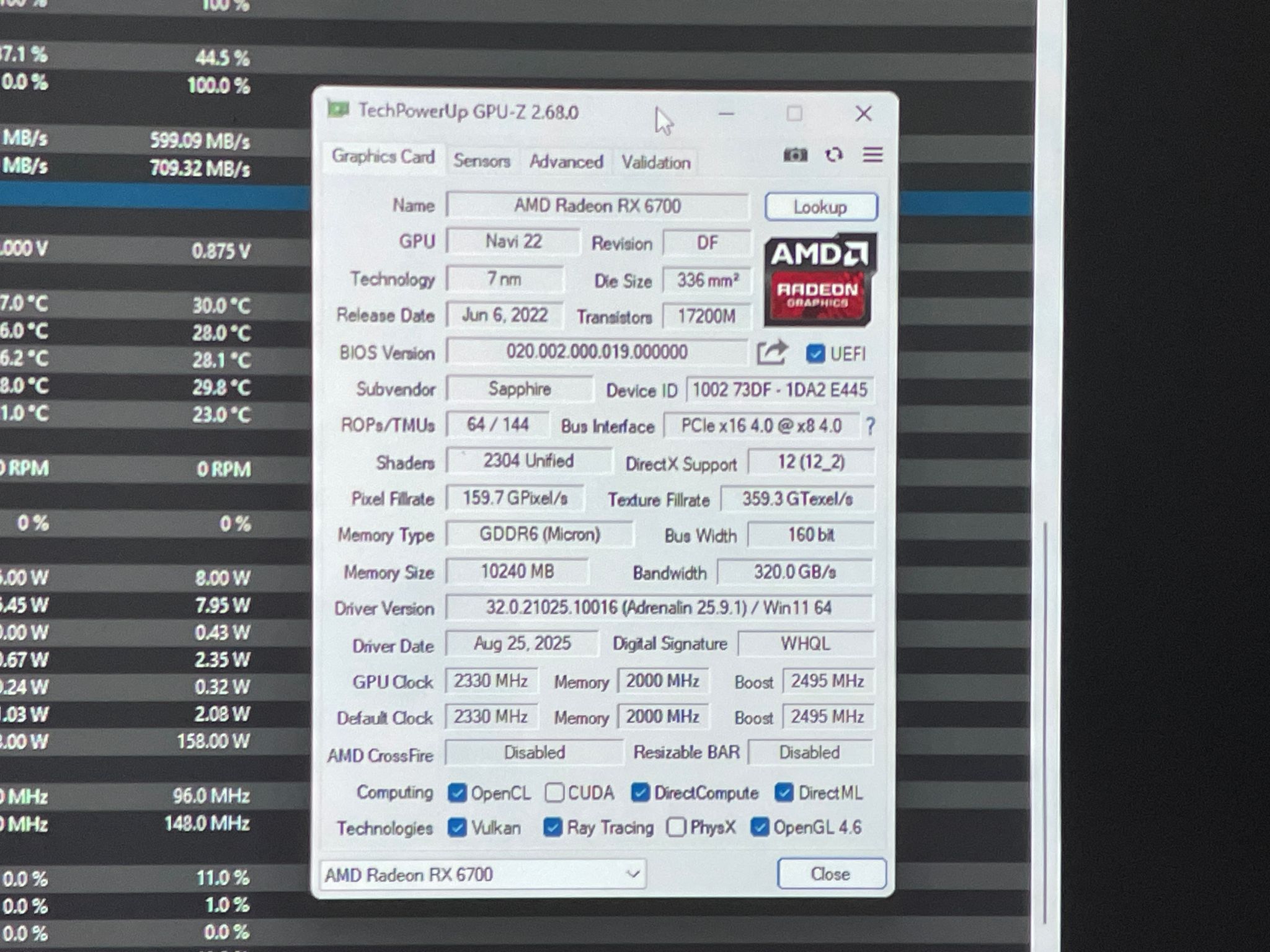 Sapphire PULSE Radeon RX 6700