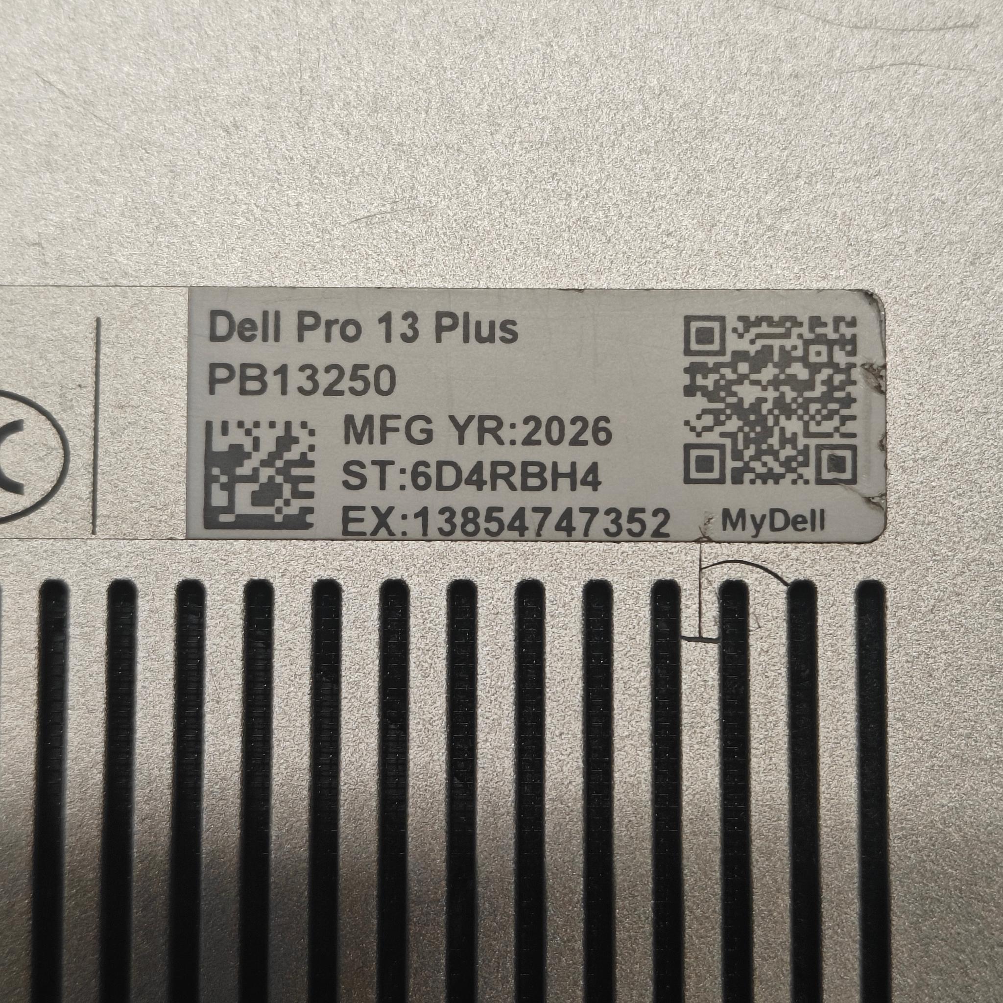 Dell Pro 13 Plus PB13250 Laptop 13.3", Core Ultra 5 235U, 32GB, 512GB SSD, 100% Battery Health