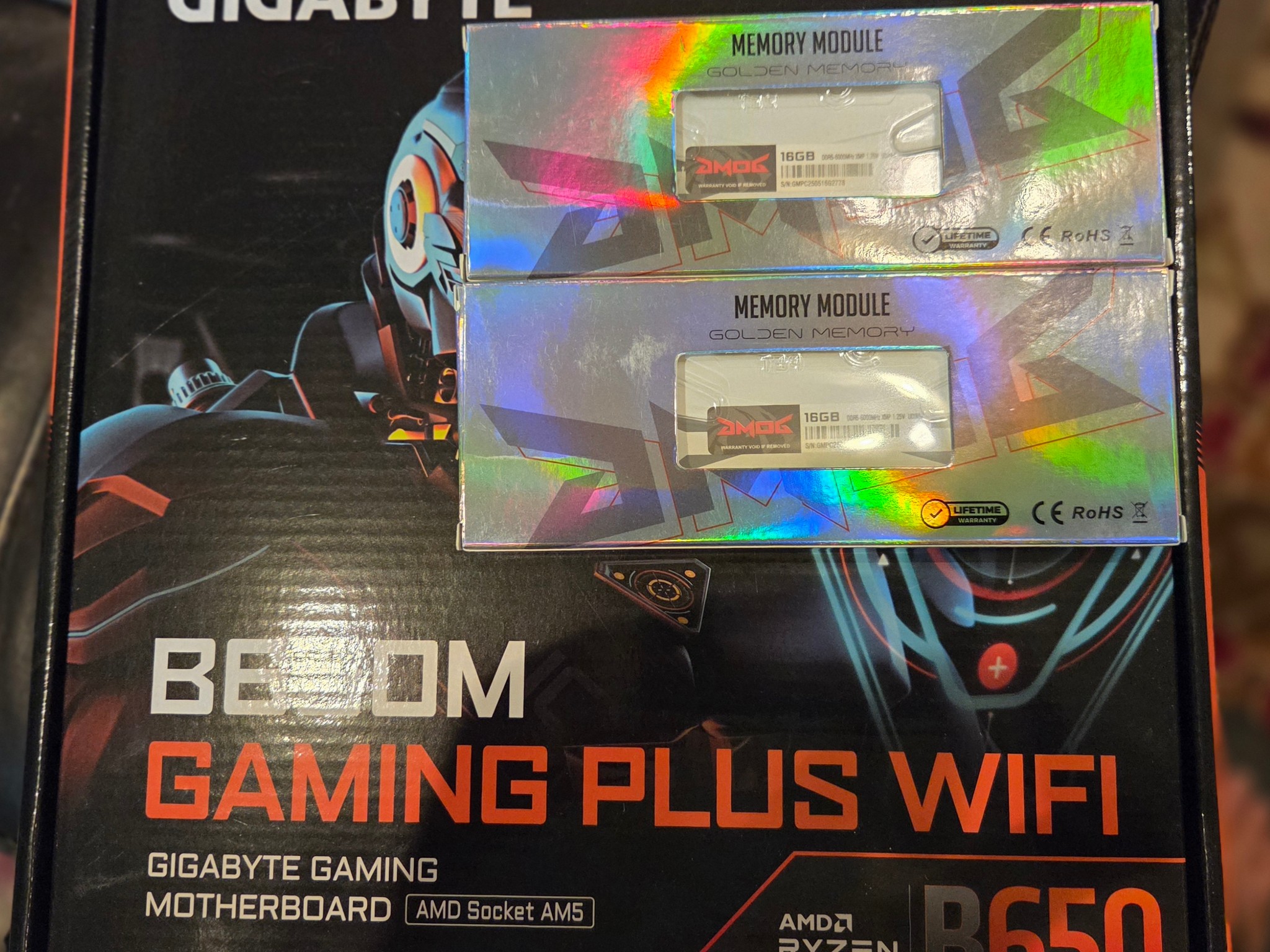Gigabyte B650M Gaming Plus Wifi Mobo + 32GB(2x16GB) DDR5 6000 White Ram! BNIB! MOBO+RAM Combo!