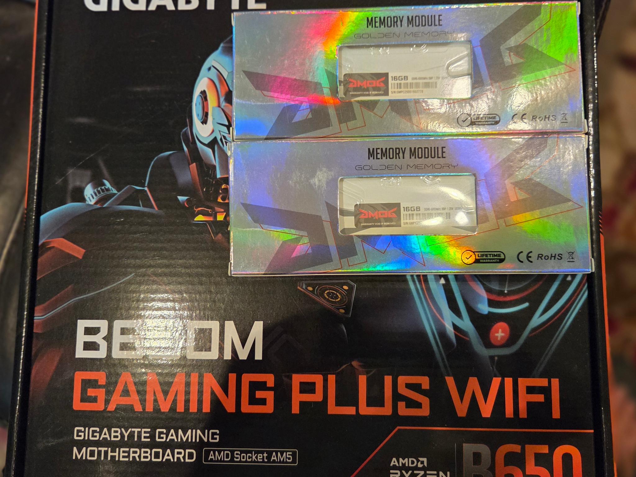 Gigabyte B650M Gaming Plus Wifi Mobo + 32GB(2x16GB) DDR5 6000 White Ram! BNIB! MOBO+RAM Combo!