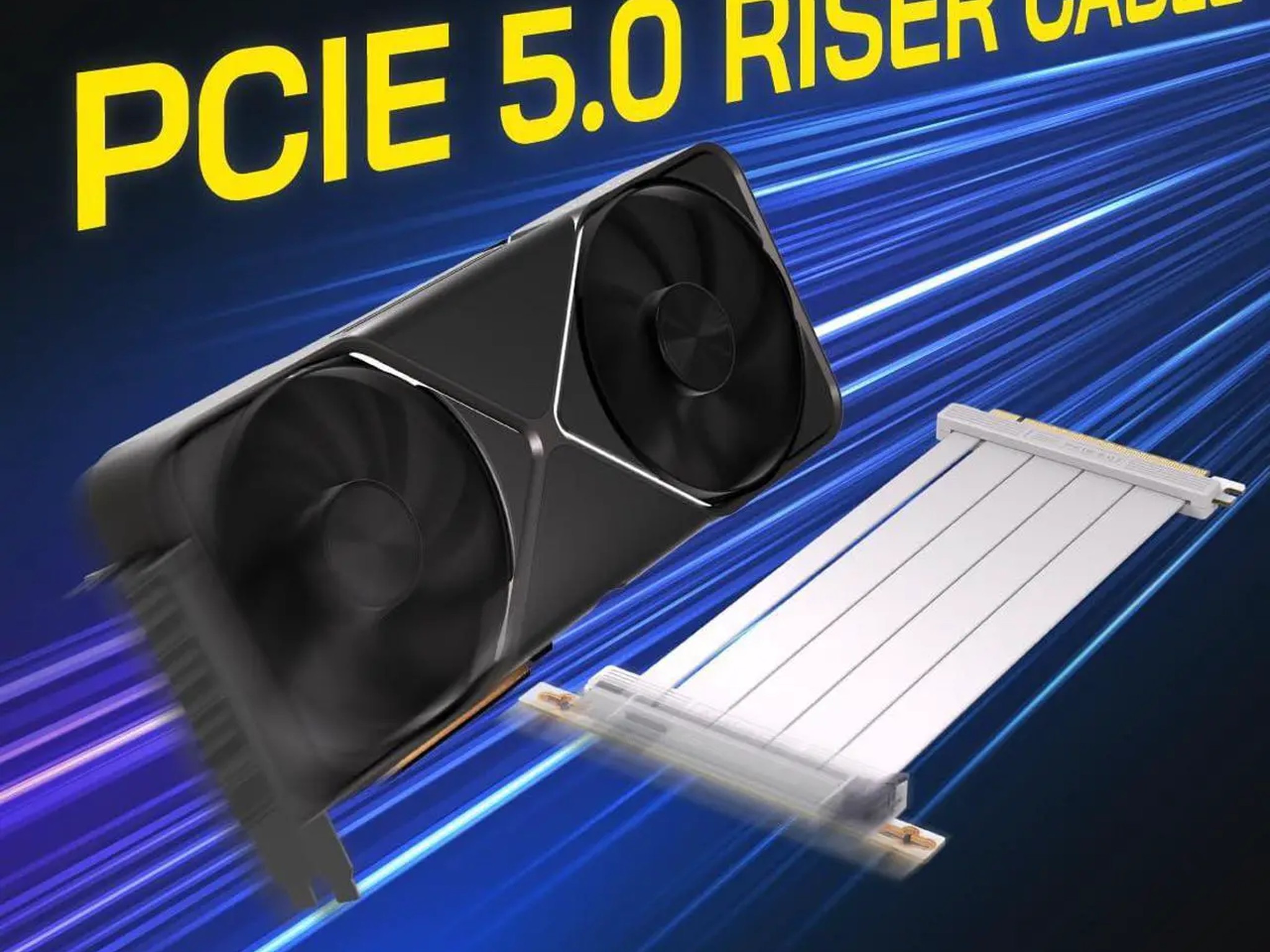 PCIE 5.0 Riser Cable 128GB/s Bandwidth GPU Extension Backwards Compatible PCIE 4.0/3.0 White 30cm