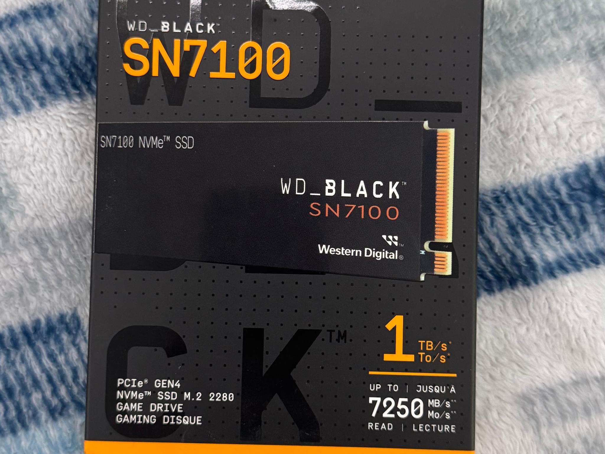 WD_Black SN7100 1TB NVMe - Gen4 PCIe, M.2 2280, Up to 7,250 MB/s Read Speed, Up to 6,900 MB/s Write