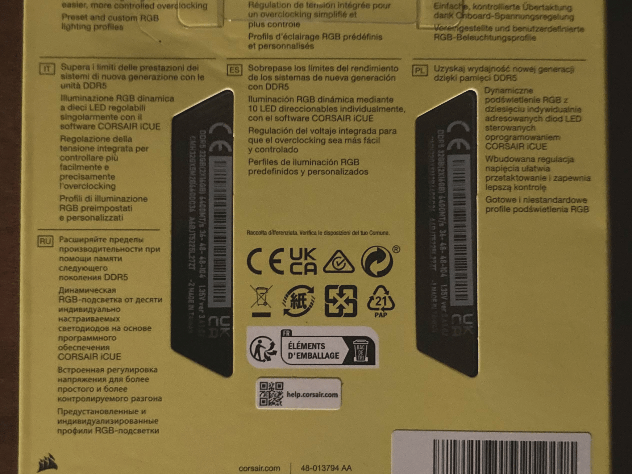 CORSAIR VENGEANCE RGB DDR5 RAM 32GB (2x16GB) 6400MHz CL36-48-48-104 BLACK
