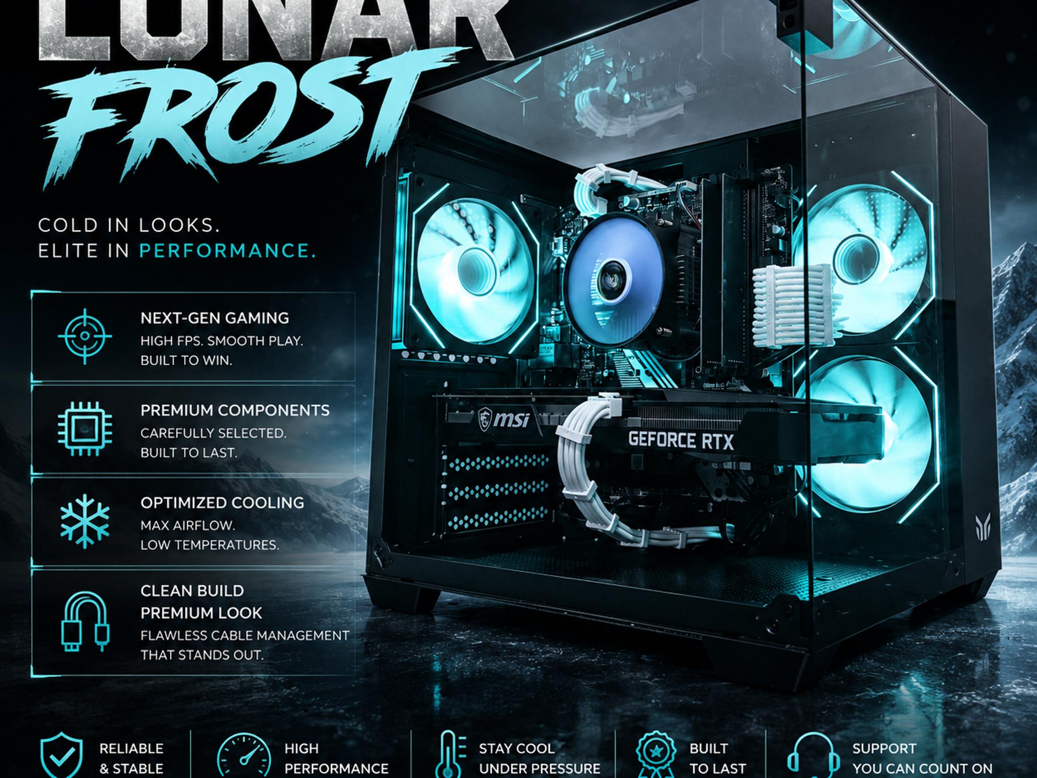 ❄️"Lunar Frost "❄️| 1080p Gaming | RTX 3060 12GB | i7 9700F | 16B Ram | 1.5TB Storage