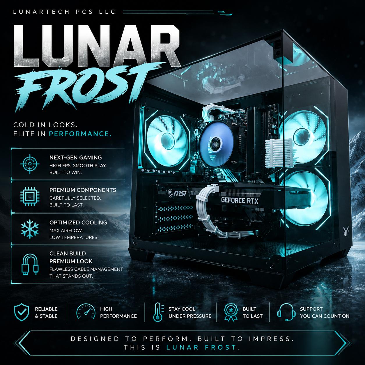 ❄️"Lunar Frost "❄️| 1080p Gaming | RTX 3060 12GB | i7 9700F | 16B Ram | 1.5TB Storage