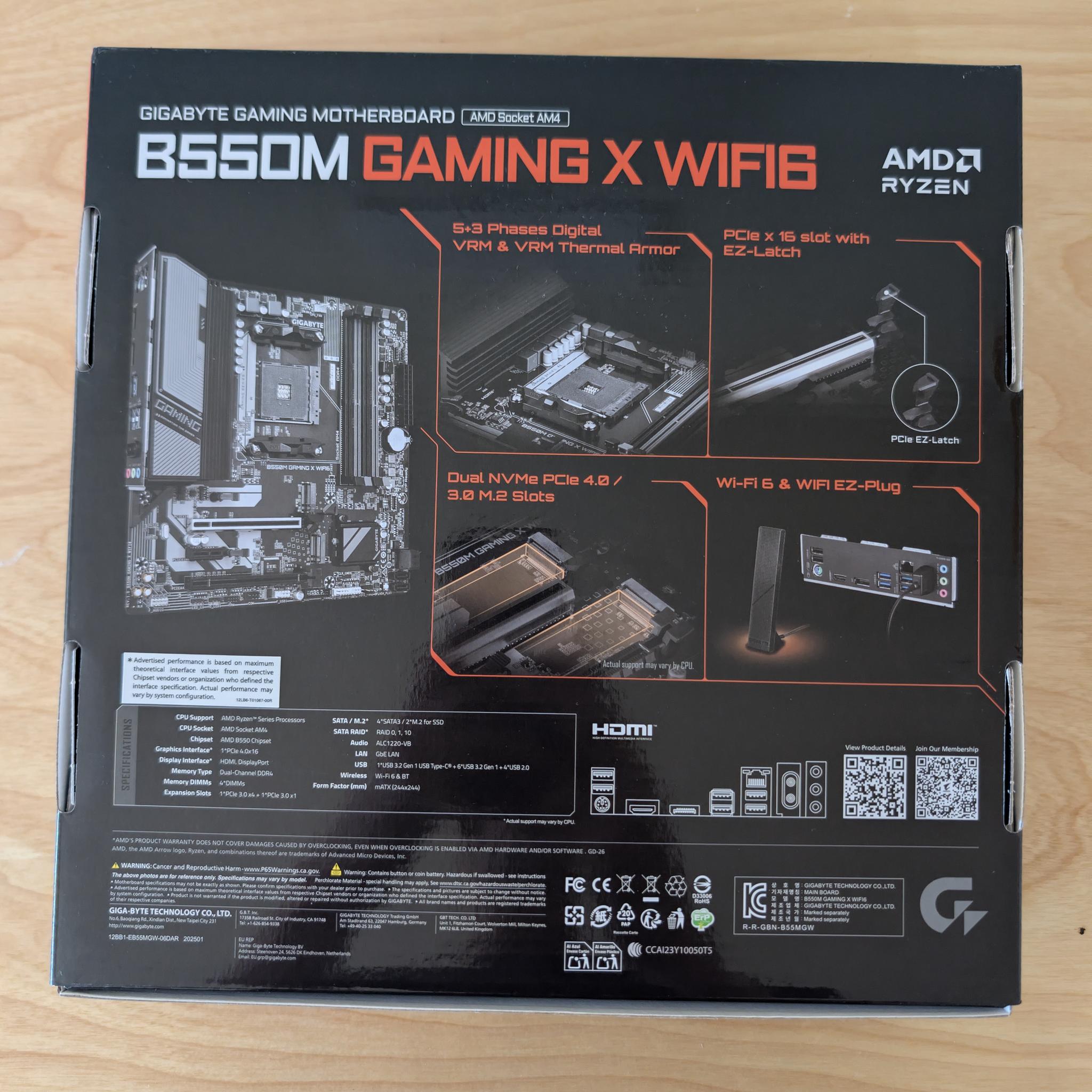 Brand New Gigabyte B550M Gaming X WiFi 6 | AMD B550 AM4 mATX | PCIe 4.0 | Ryzen 5000 Ready