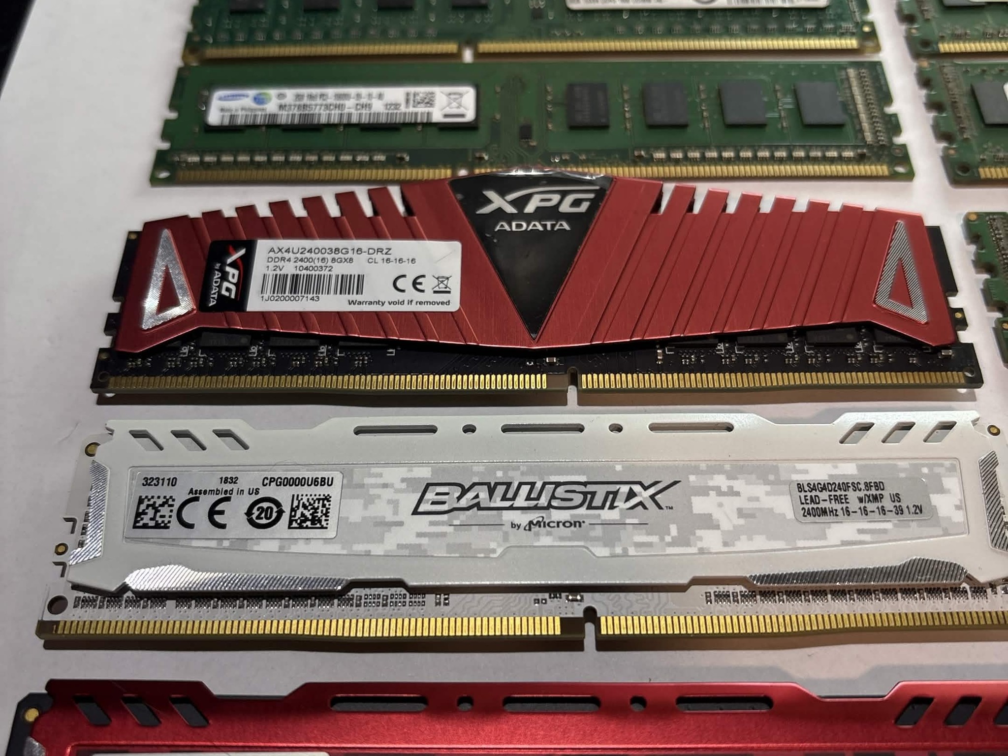 Mixed DDR3 DDR4 RAM Lot Crucial Ballistix XPG Tested Working Bundle (NM)
