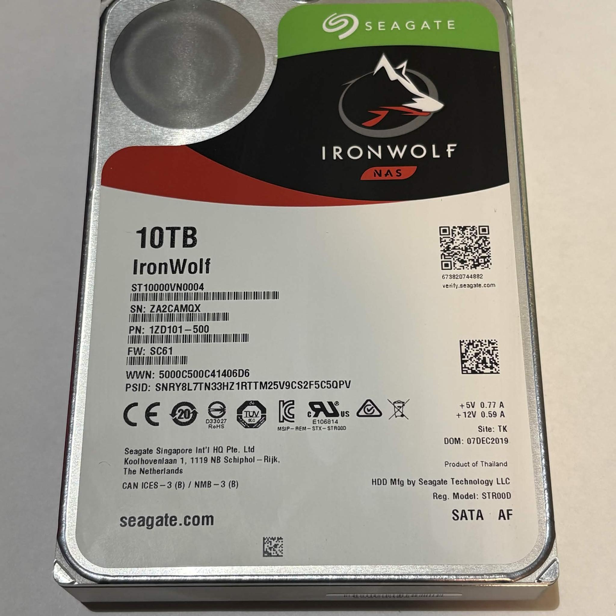 Seagate IronWolf 10TB NAS 7200RPM SATA 3.5" HDD – Tested – 882 Hours – Healthy SMART
