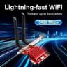WiFi 6E PCIe Card | Intel AX210 Chip | 5400Mbps Tri-Band 2.4GHz/5GHz/6GHz | Bluetooth 5.3