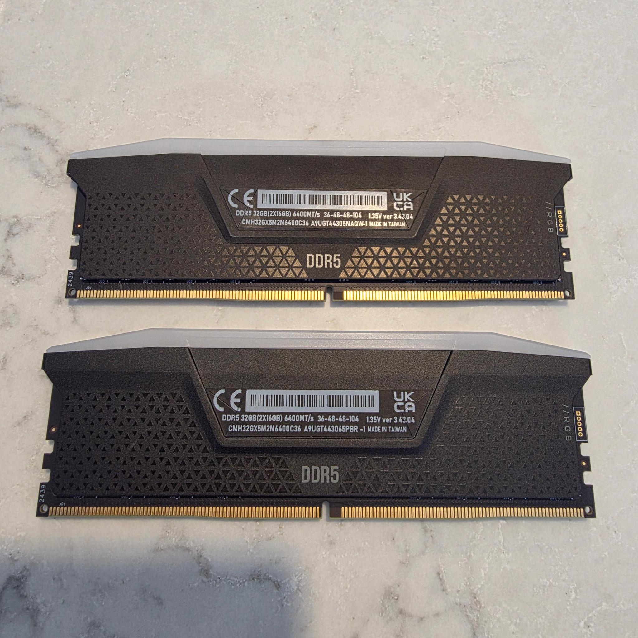 Corsair DDR5 6400Mhz RAM - 32gb (16gb x 2)