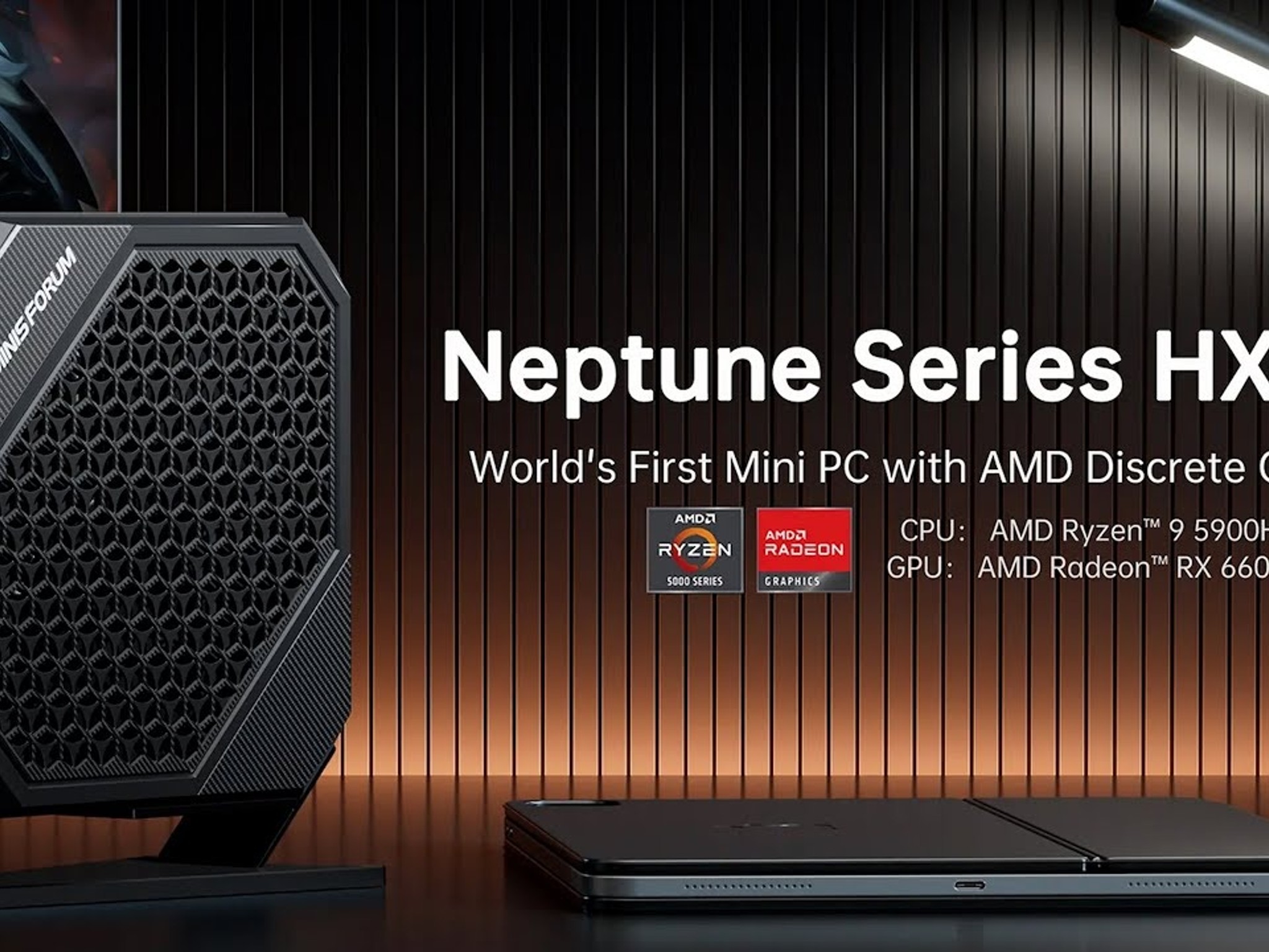 Minisforum Neptune HX90G Mini-PC w/ AMD Ryzen 9 5900HX/RX 6600M & 16GB 3200 MT/s DDR4 (NO STORAGE)