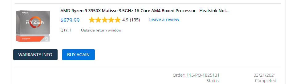 AMD Ryzen 9 3950X Preowned
