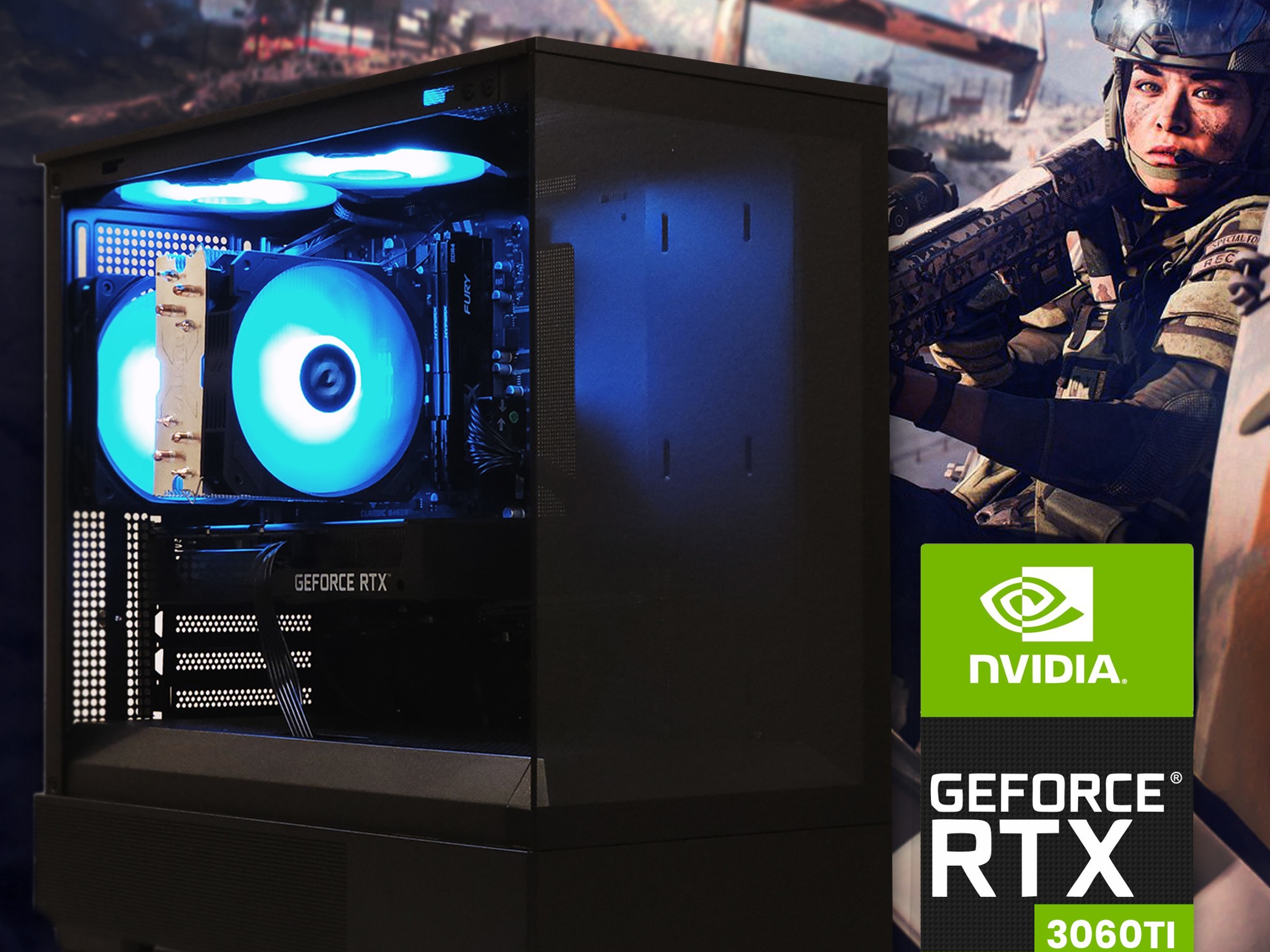 👑 High Performance Gaming PC | AMD Ryzen 5 5500, RTX 3060Ti, 32GB DDR4, 1TB NVME M.2 SSD, WIFI, BT