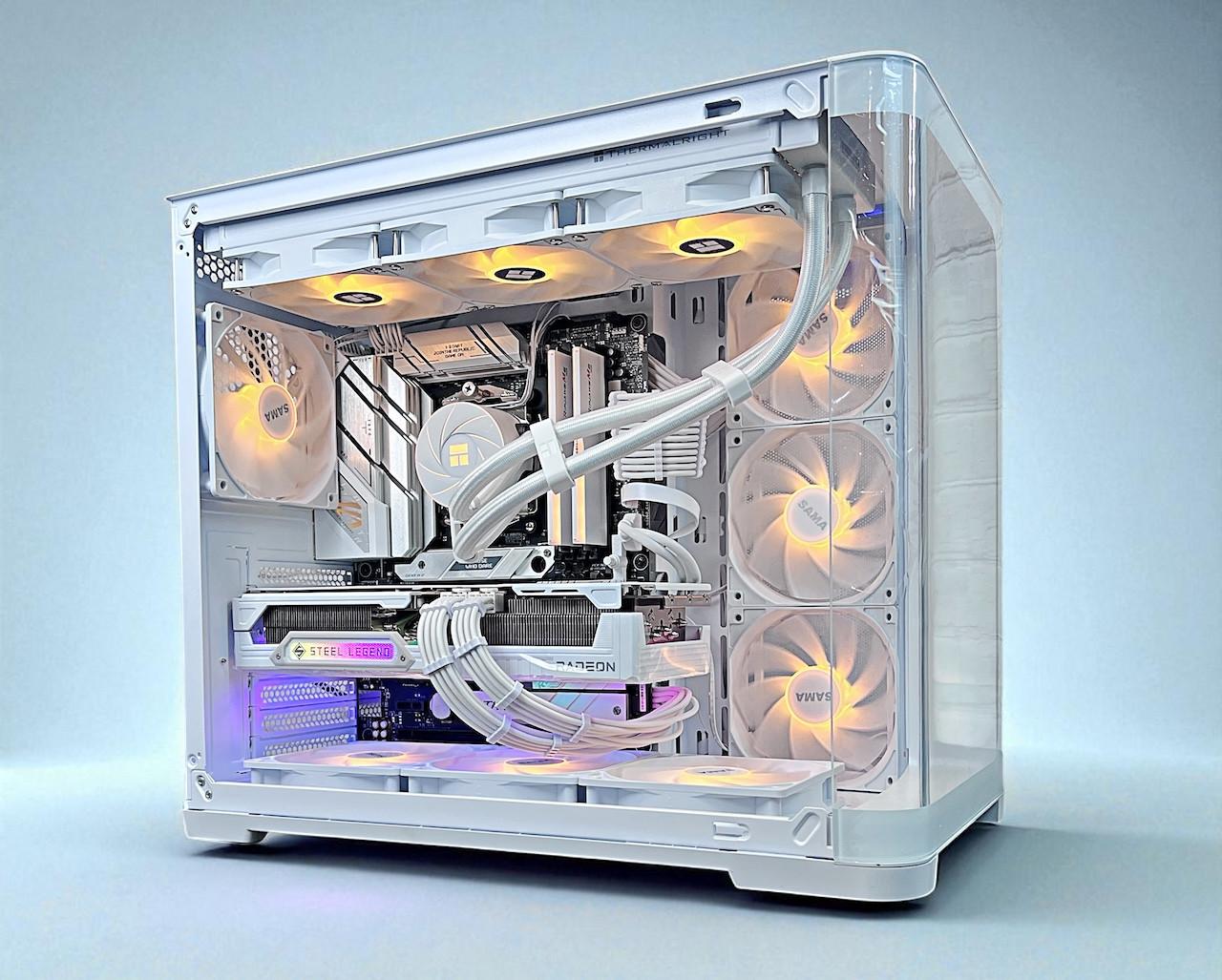 White RX 9070 XT Ryzen 7 7700X 32GB DDR5 2TB M.2 Win 11 Pro Gaming PC