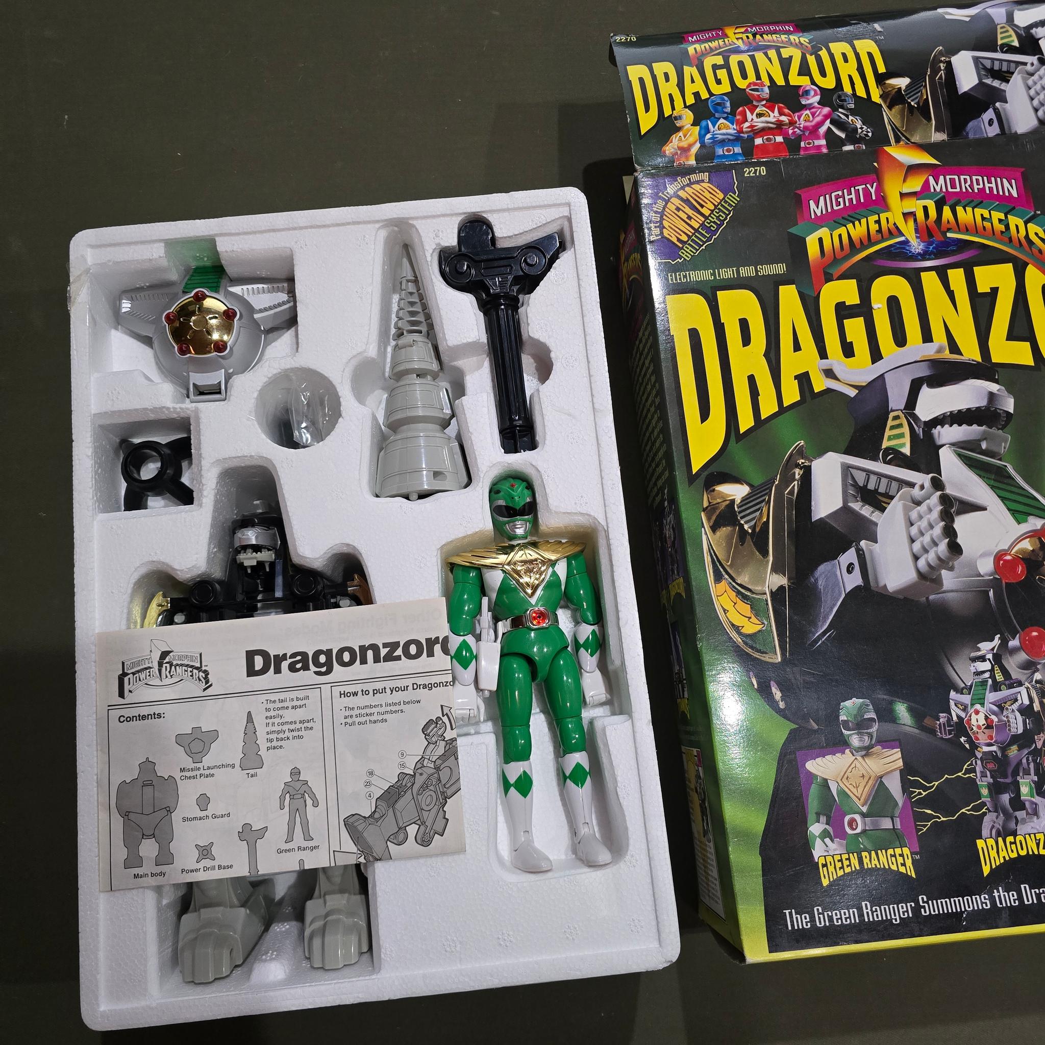 Vintage 1993 Bandai Mighty Morphin Power Rangers Dragonzord w/ Green Ranger