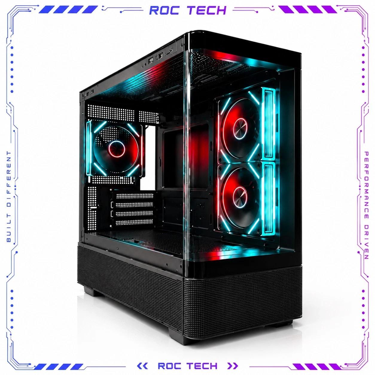 Black Curved Glass ARGB Tempered Glass MATX Mid-Tower Gaming PC Case