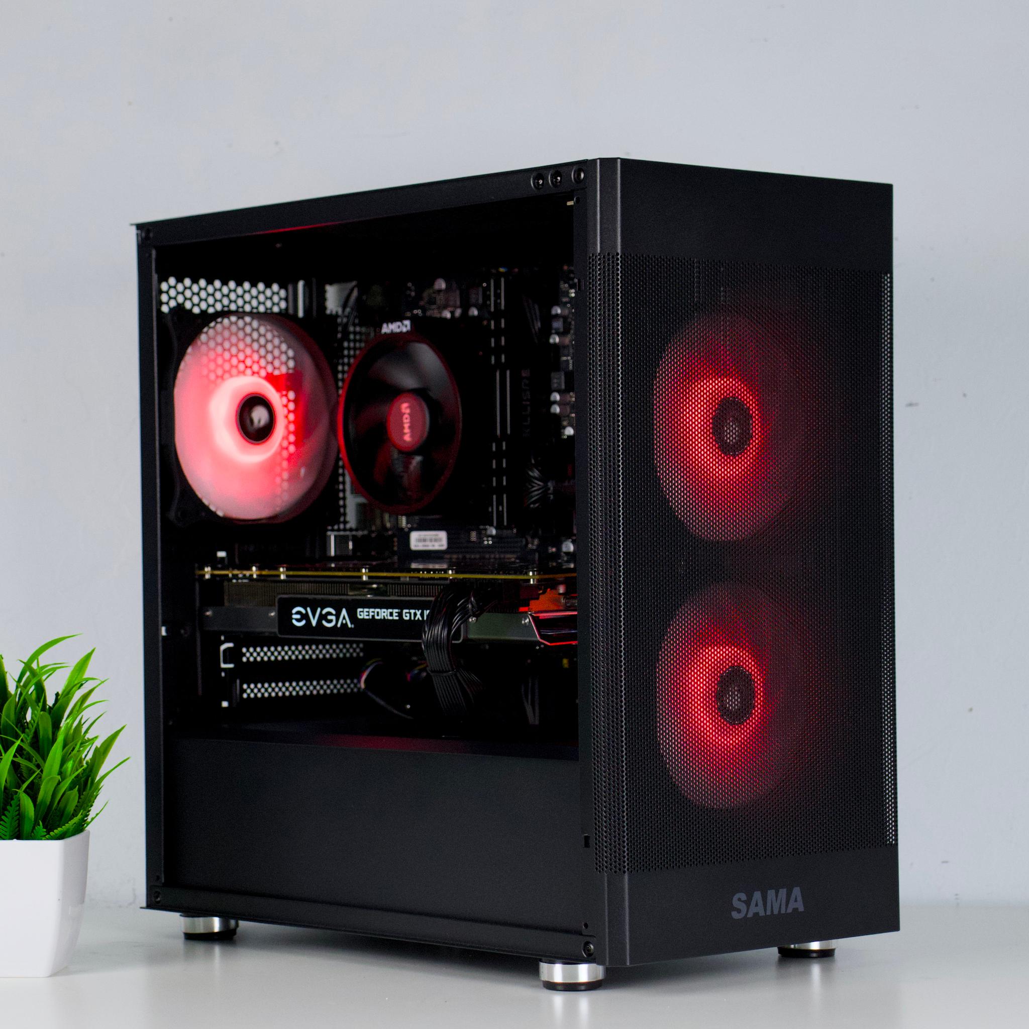 🟥⬛Black Gaming PC – GTX 1070 8G, Ryzen 5 2600, 16GB RAM, 500GB SSD - WiFi ⬛🟥