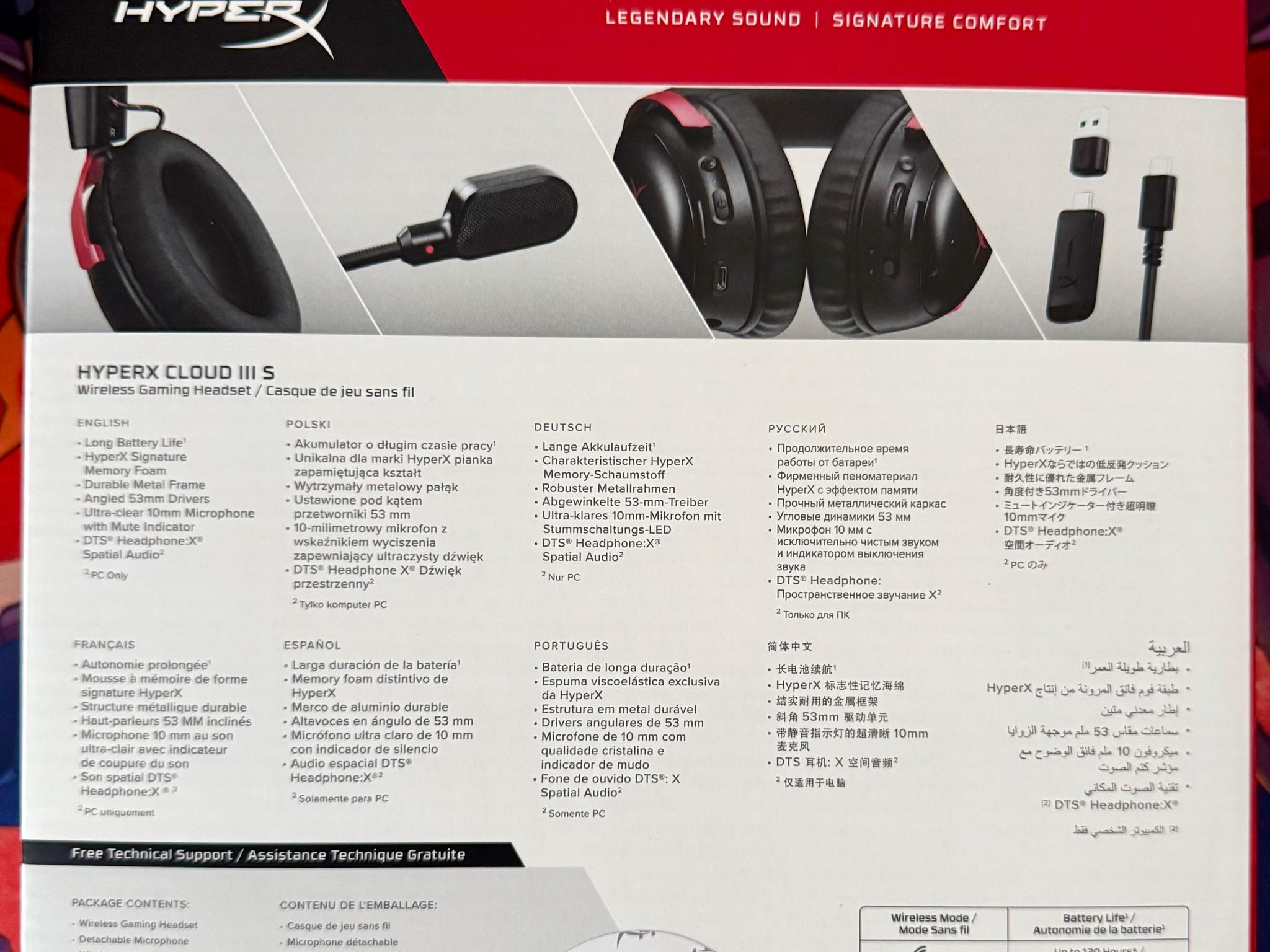 HyperX Cloud III S Wireless Gaming Headset | PC, PS5, PS4, Nintendo Switch, Mac, Mobile | Black-Red
