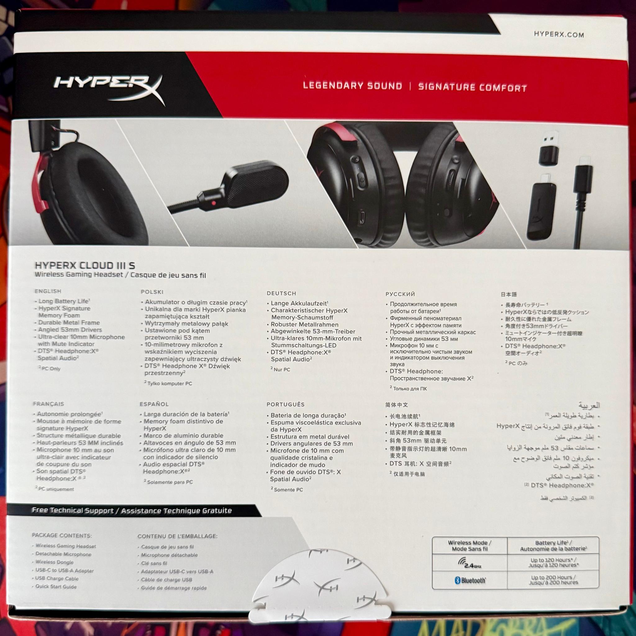 HyperX Cloud III S Wireless Gaming Headset | PC, PS5, PS4, Nintendo Switch, Mac, Mobile | Black-Red