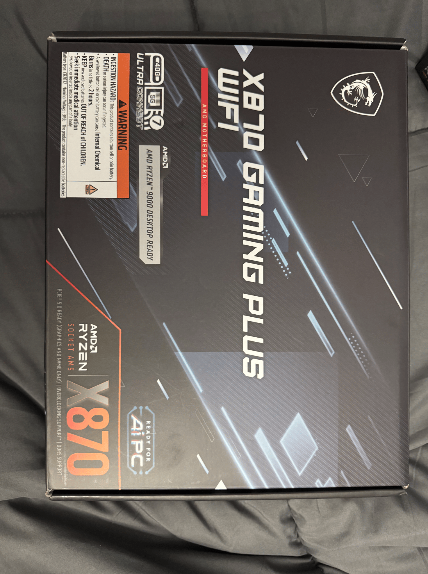 MSI x870 Gaming Plus Wifi Motherboard + Ryzen 9 7900X 12 Core 4.7Ghz Base CPU