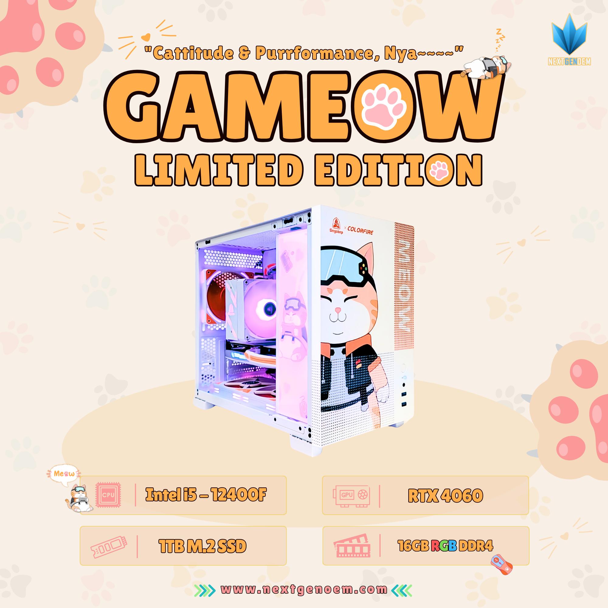 😻GAMEOW 😻Gaming PC 🍊 RTX 4060 12GB 🧡 i5-12400F 🍊 16GB DDR4 🧡 1T M.2 🍊 Windows