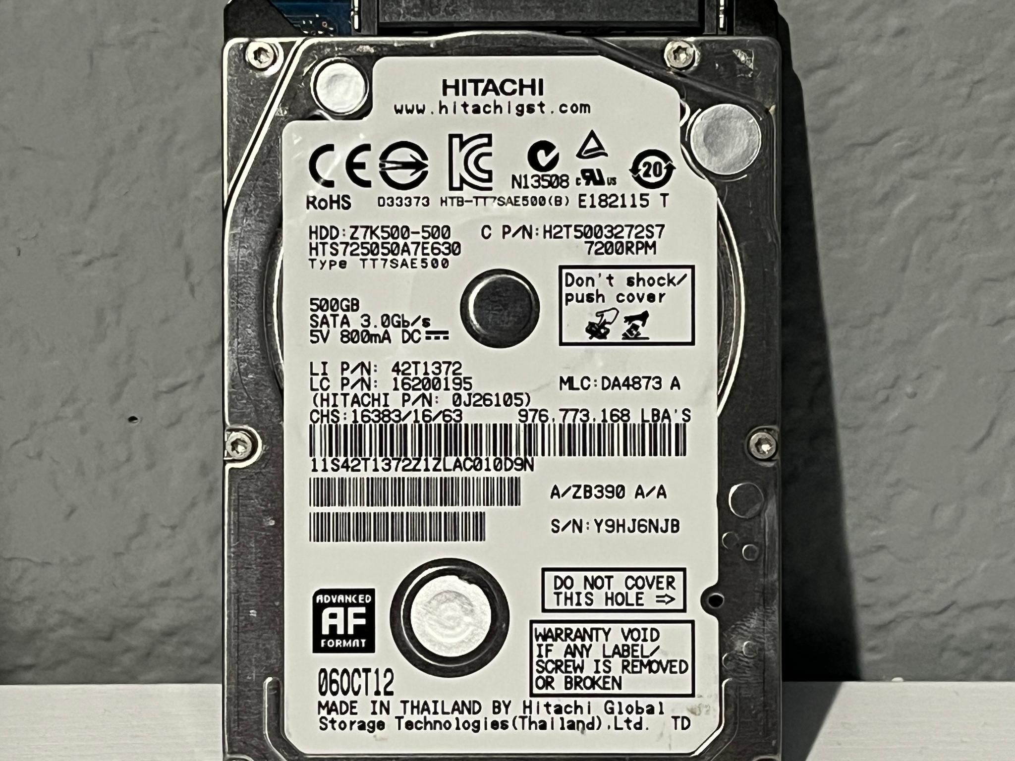 HITACHI 500GB 2.5” Hard Disk Drive