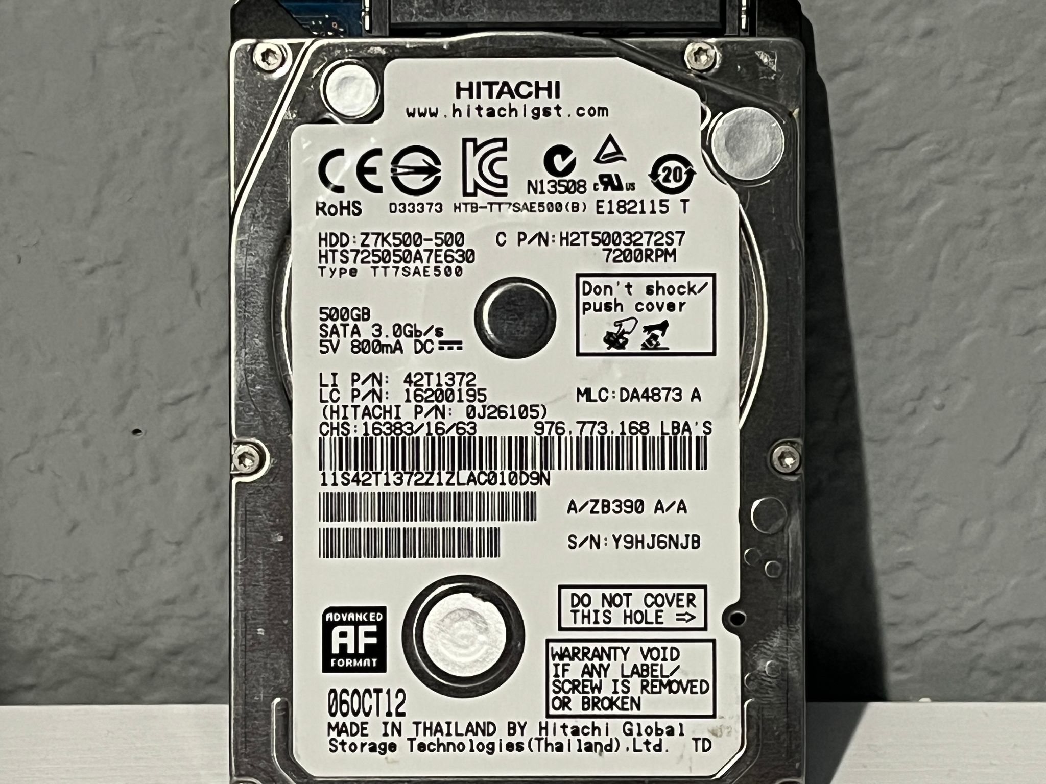 HITACHI 500GB 2.5” Hard Disk Drive