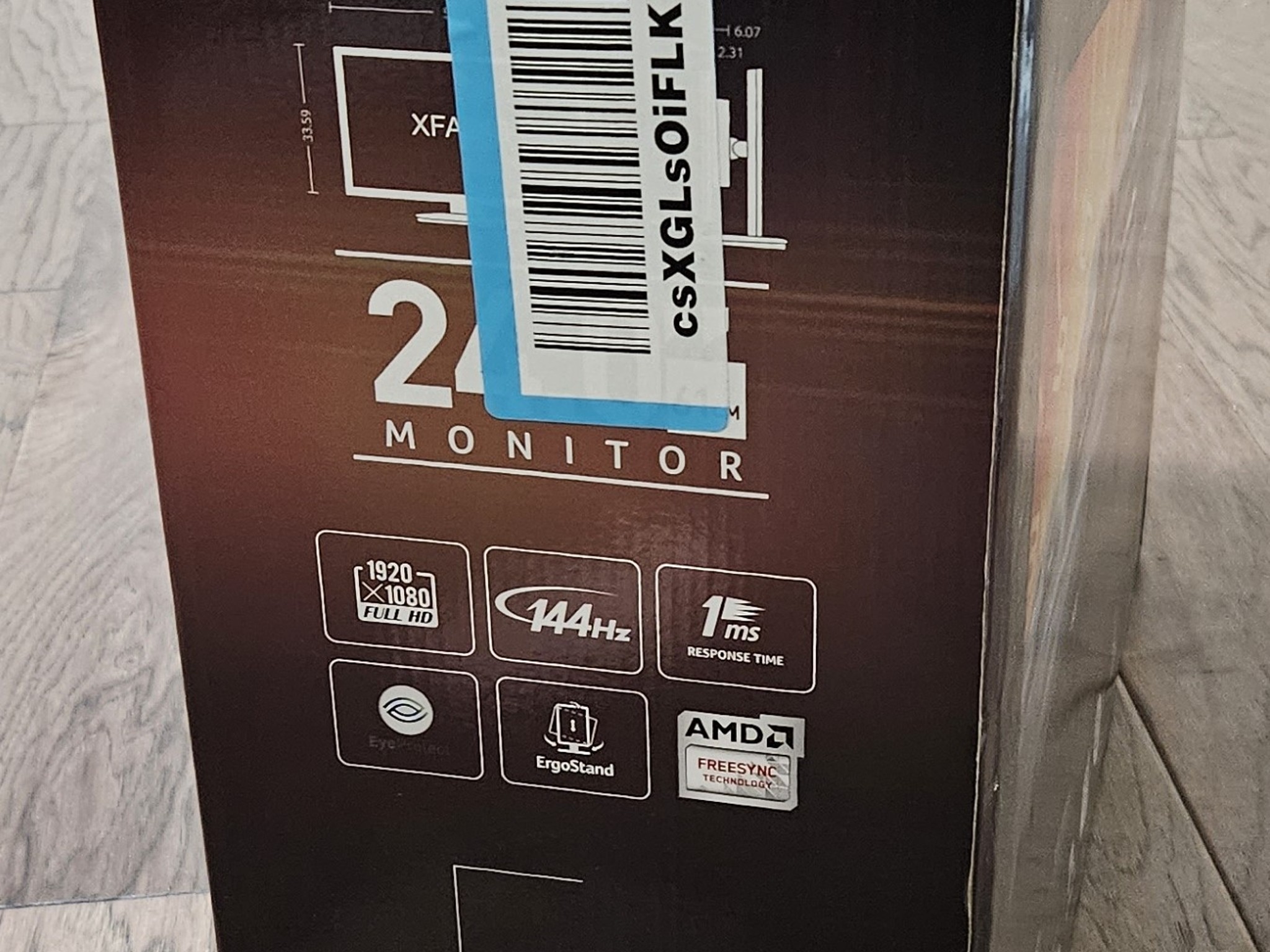 Acer XFA240, 24" Gaming Monitor, 1920 x 1080 (FHD), 144hz, TN, 1ms, FreeSync, Eye protect