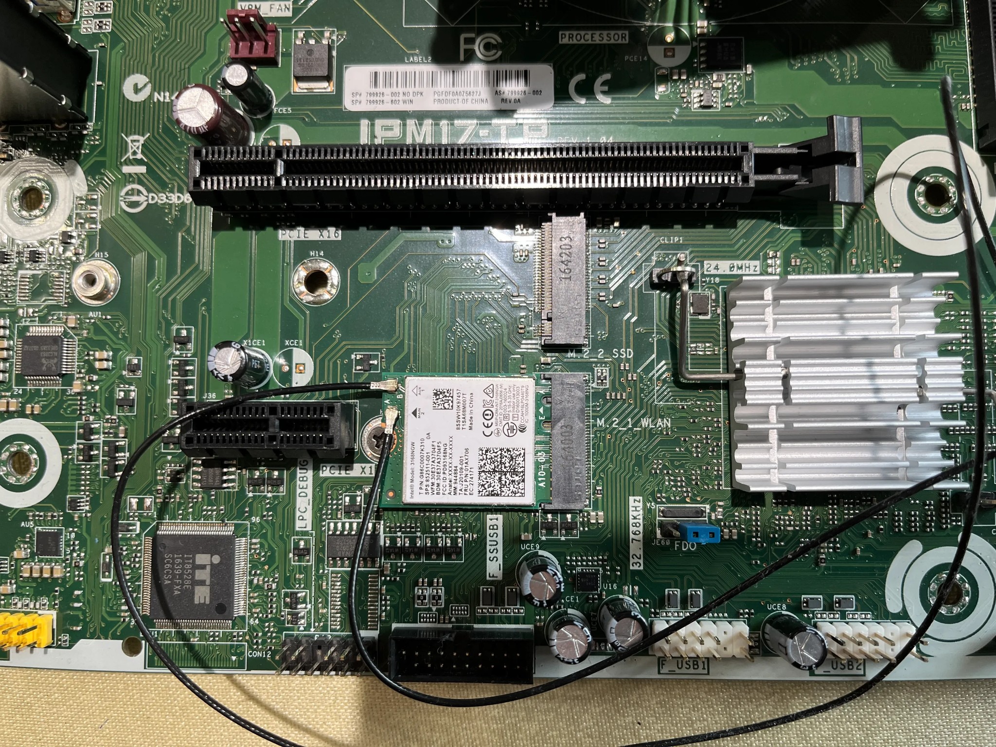 HP Thimphu Motherboard with i7-7700 CPU, 16GB DDR4 RAM, Wi-Fi & Red RGB Fan