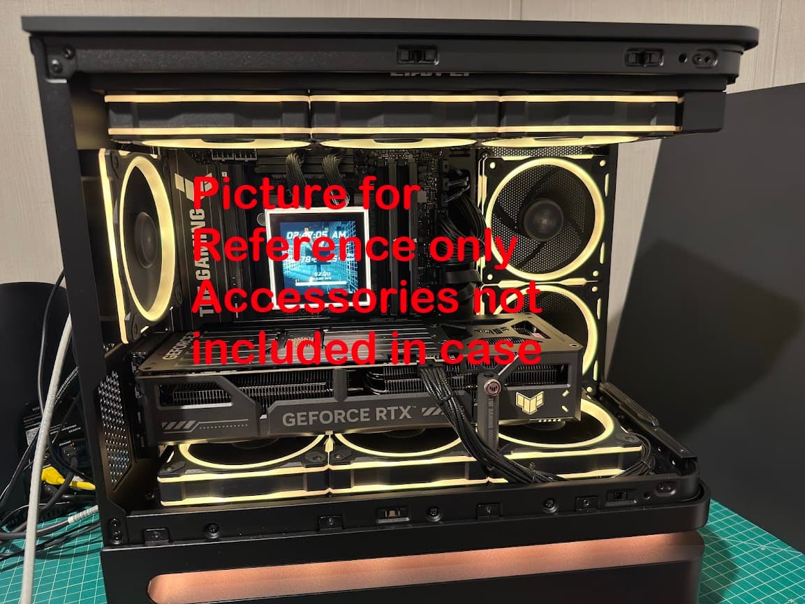 Title: ASUS Prime AP202 ARGB Panoramic mATX Case - Black – Like New