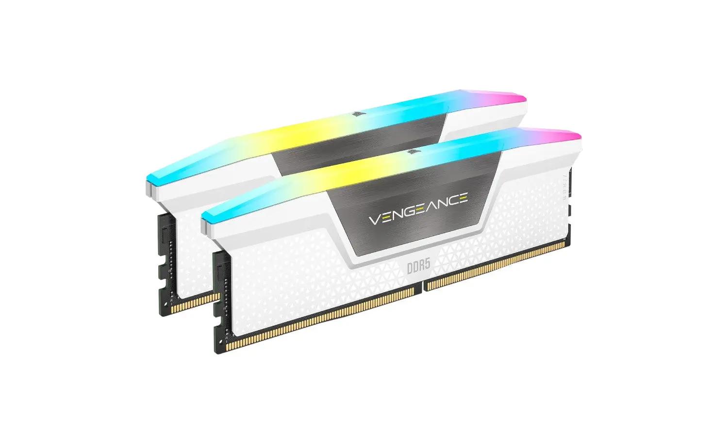 CORSAIR Vengeance 64GB (2x32GB) RGB DDR5 6000MHz CL30 RAM Memory - White (CMH64GX5M2B6000C30W)