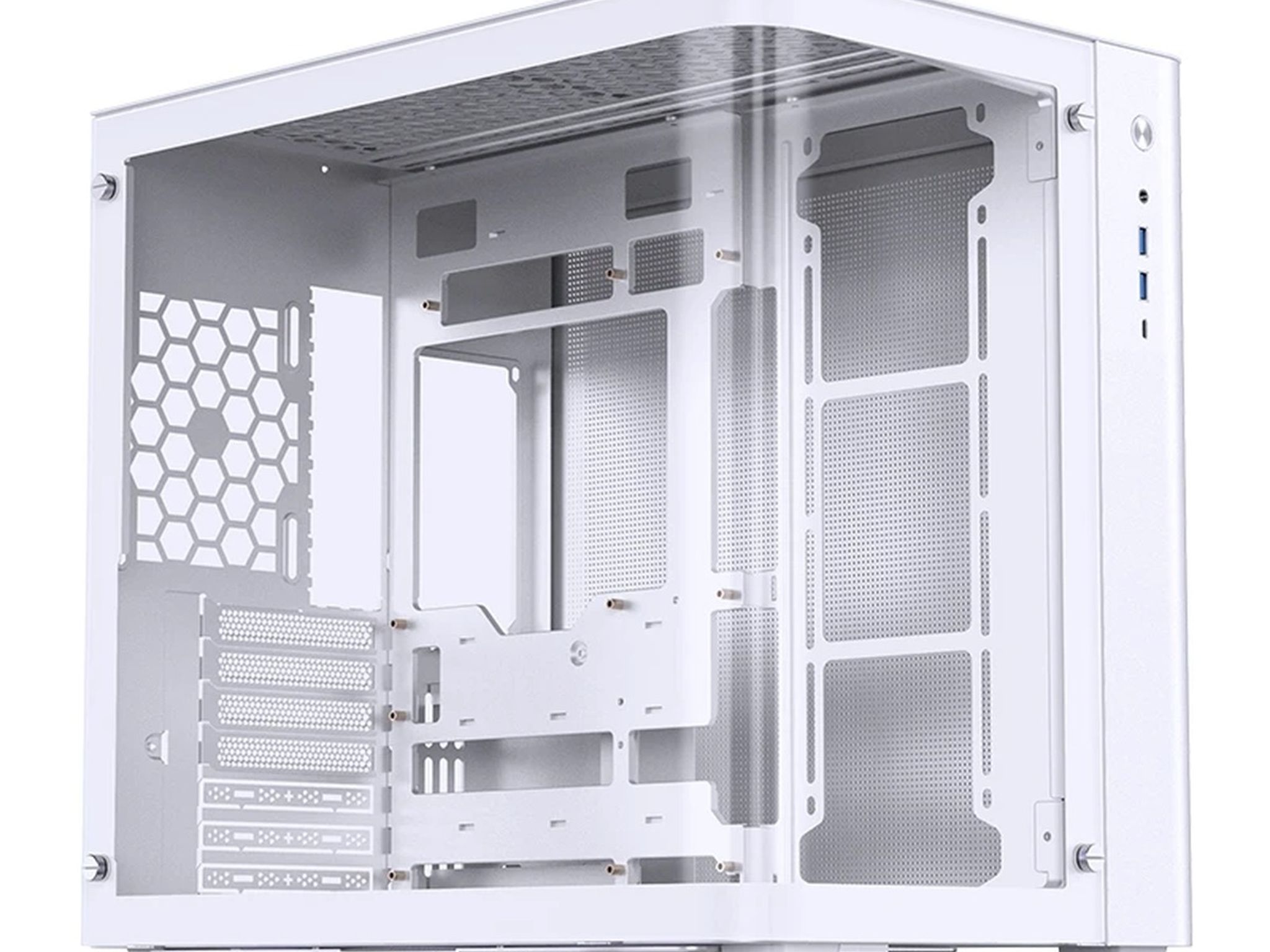 JONSBO TK-3 White ATX Dual Chamber Case Curved Glass - New (OEM)