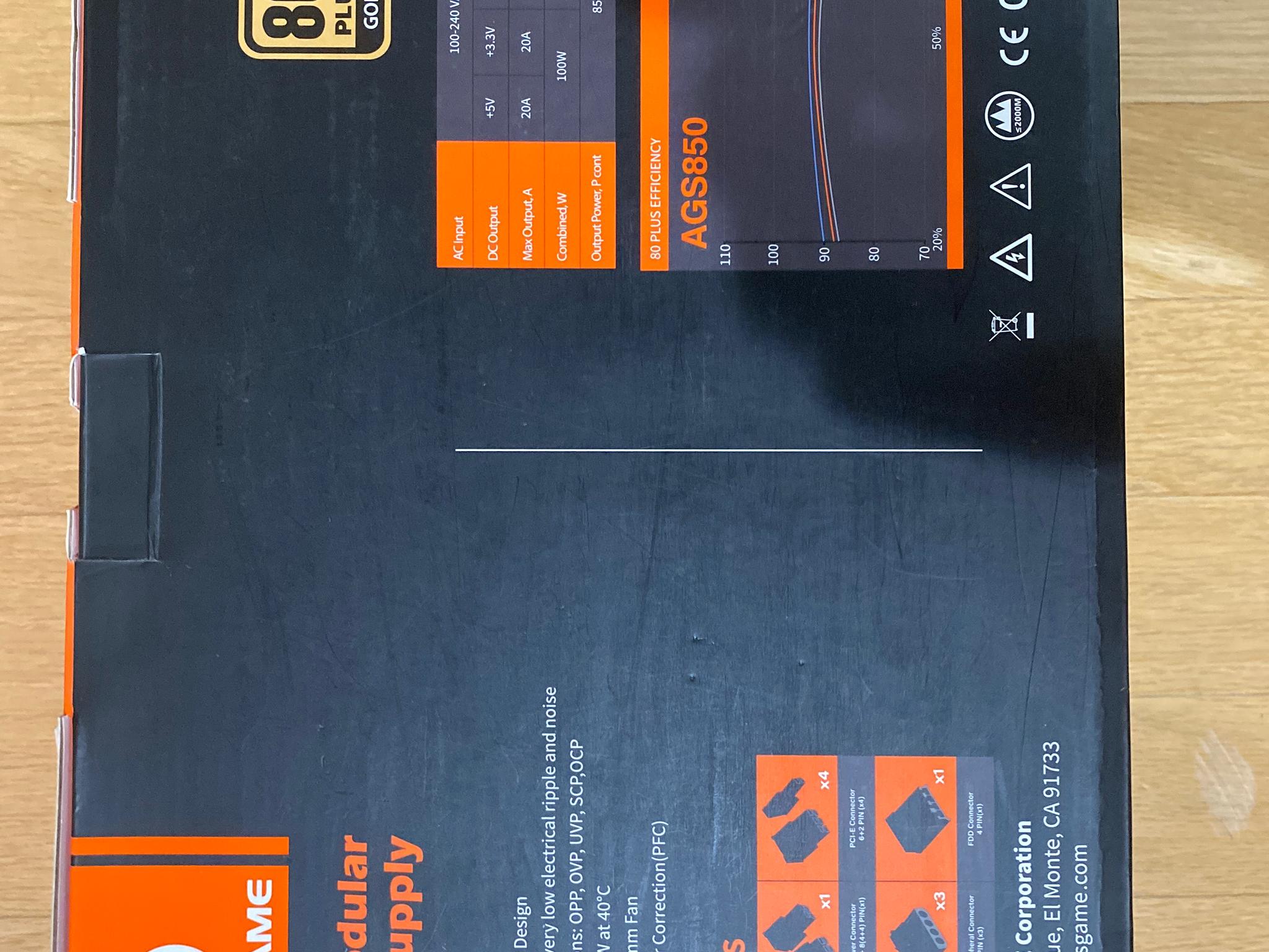 AresGame 850 watt Gold power supply